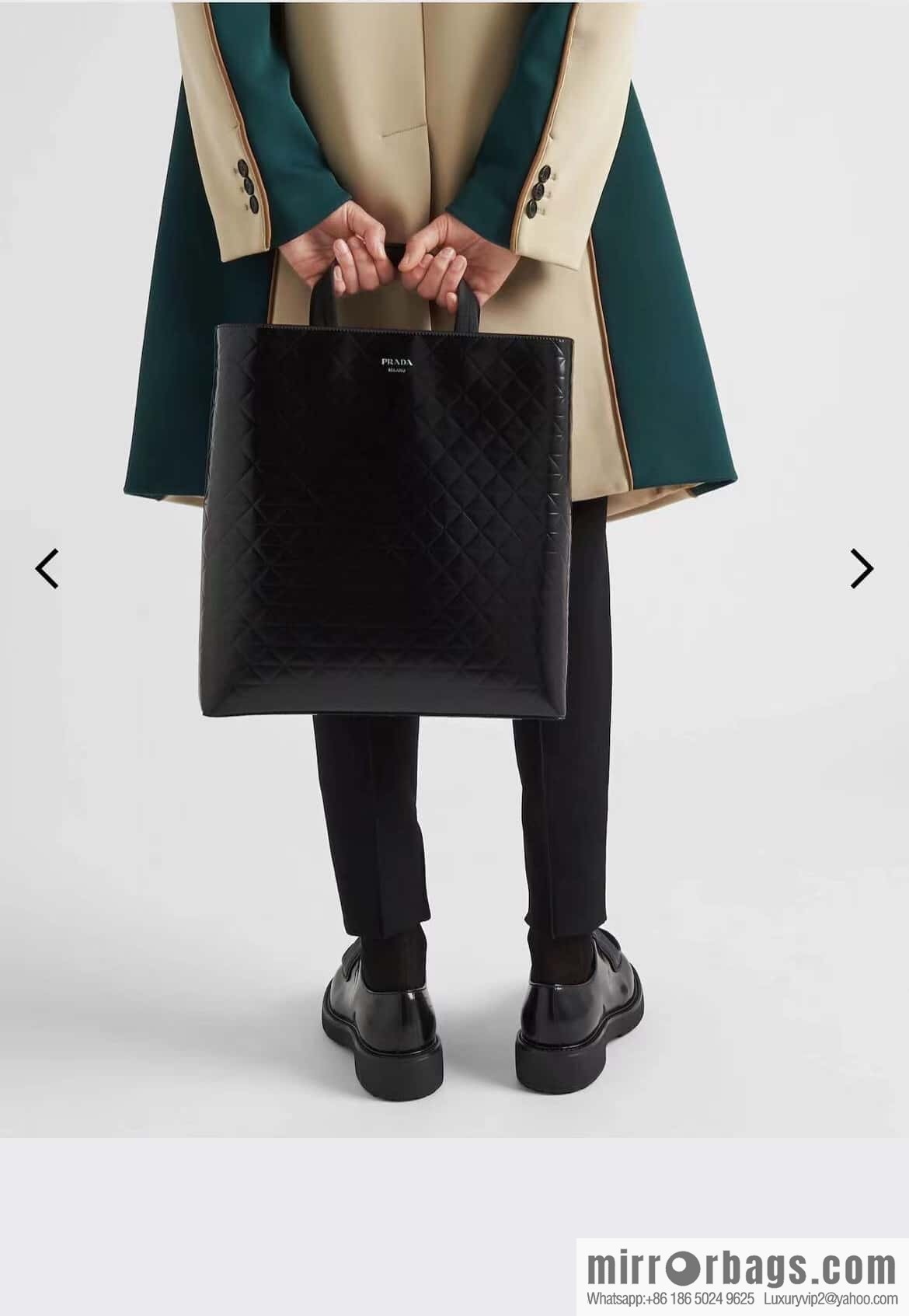 PRADA vertical embossed tote bag 2VG113