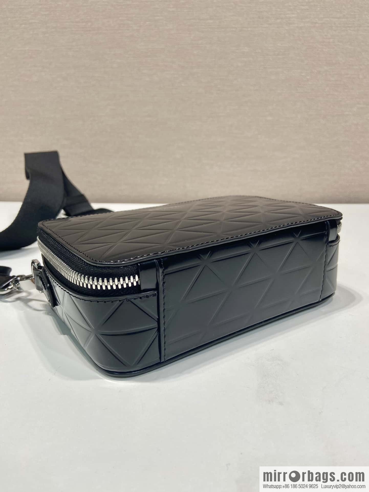 PRADA Brique leather (fabric) Grid camera bag 2VH070