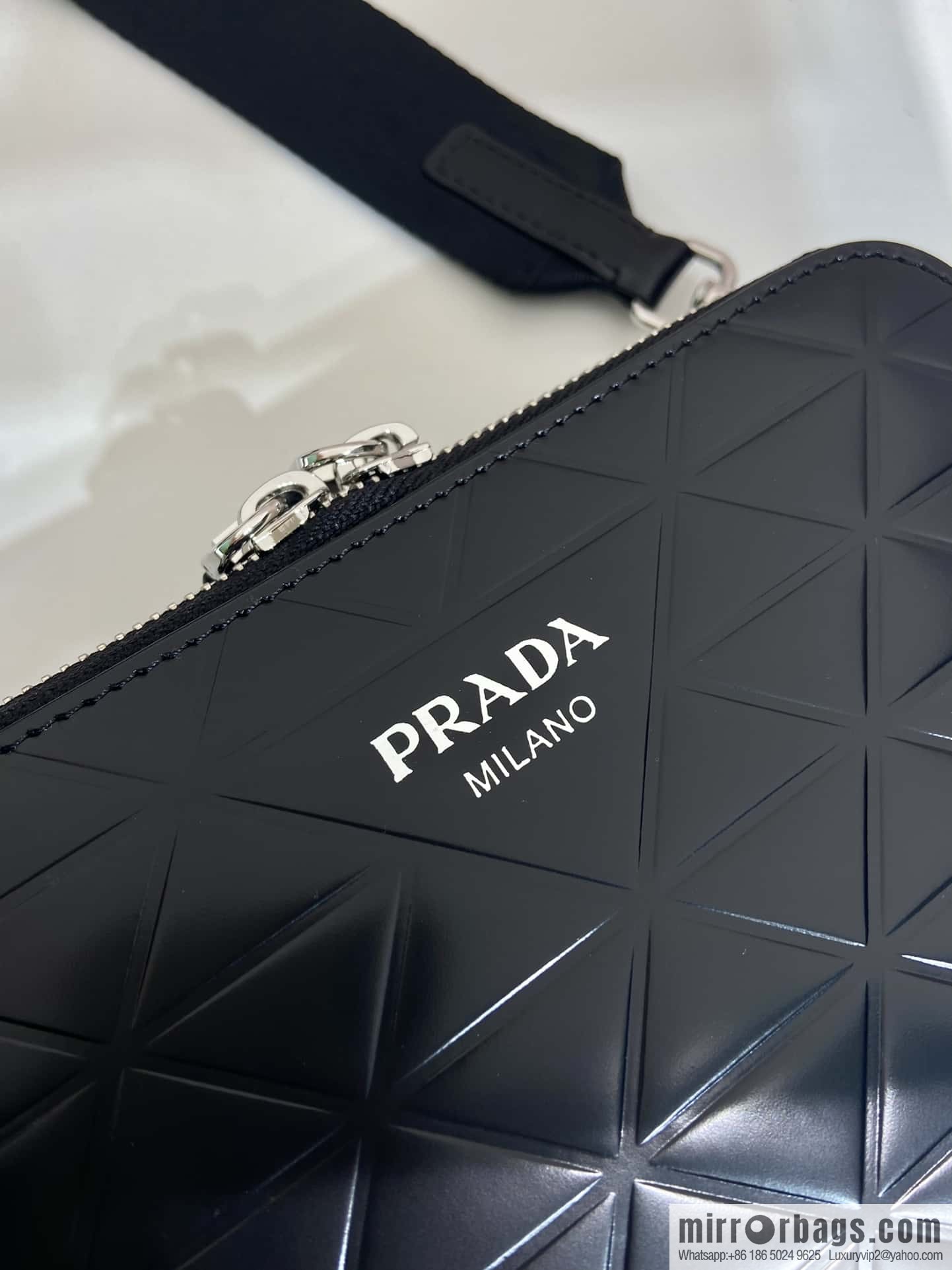 PRADA Brique leather (fabric) Grid camera bag 2VH070