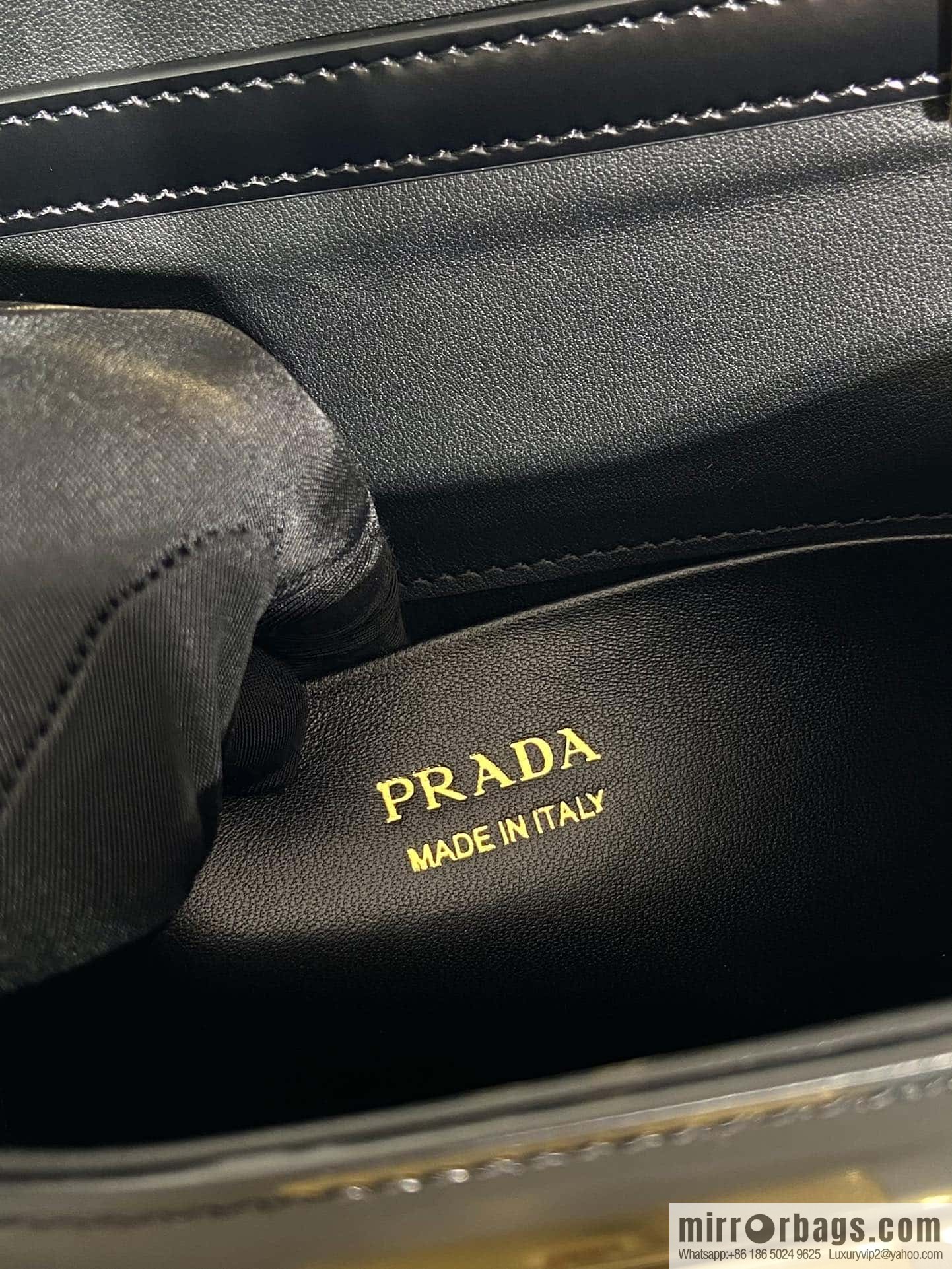 PRADA imported glossy calfskin shoulder bag 1BD343 black