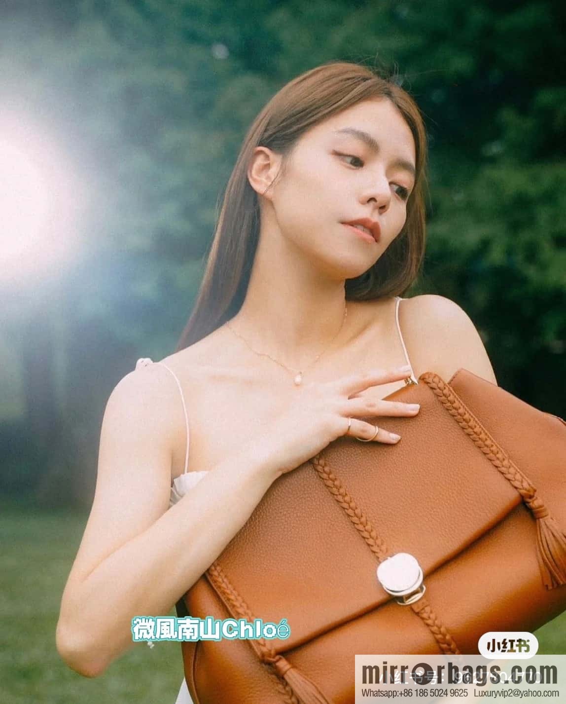 Chloe Penelope Gold Coin Bag, Large Dropped Leather, Brown 35cm