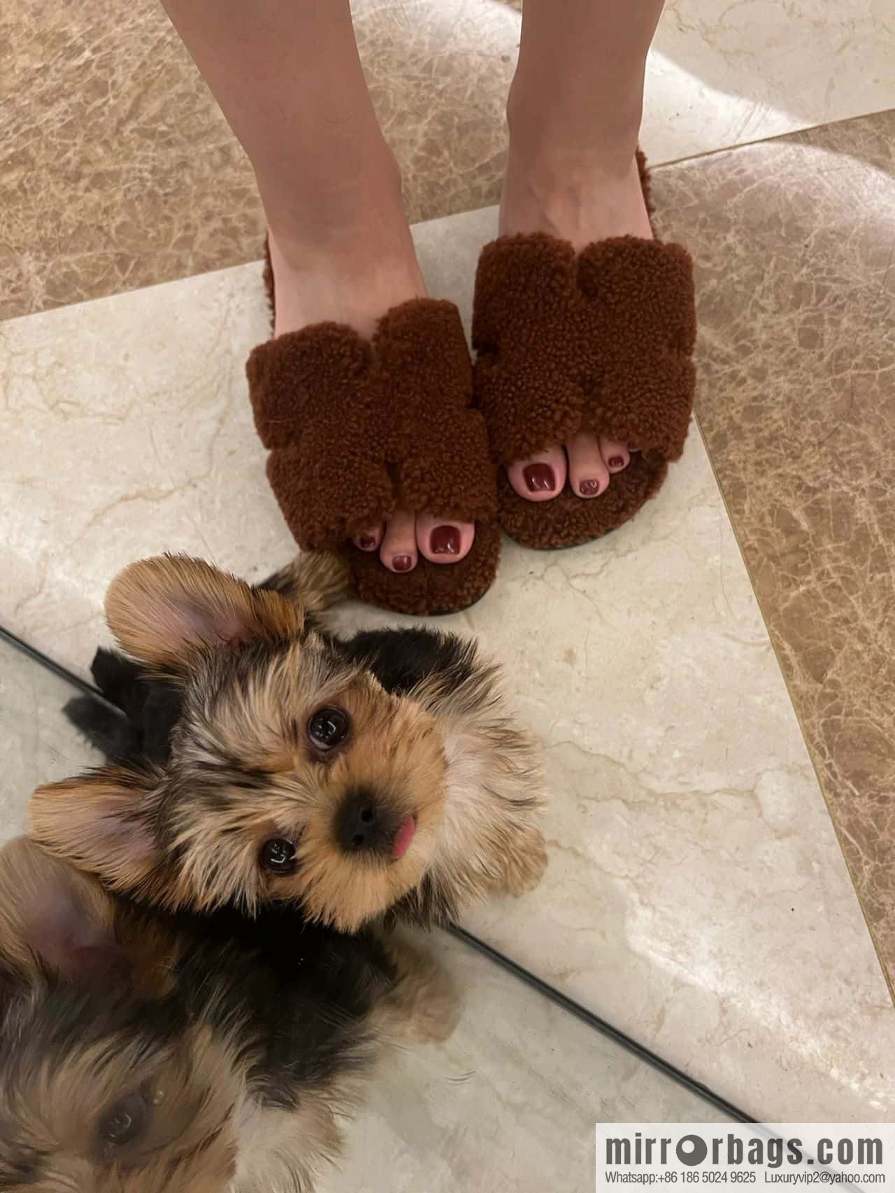 Hermès Teddy 🐻 Brown Fluffy Slippers