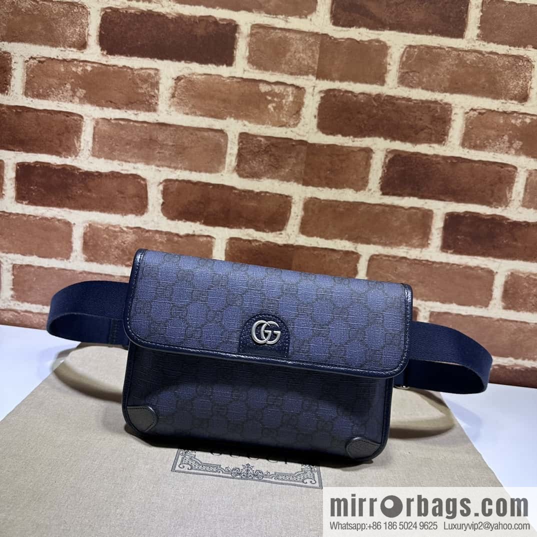 GUCCI Gucci Ophidia series GG small fanny pack 752597 dark blue PVC