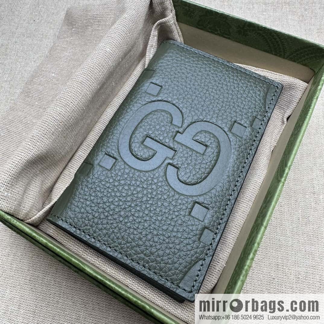 GUCCI Super Double G Card Clip 739478 Green Li Press G