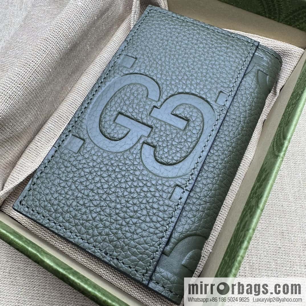 GUCCI Super Double G Card Clip 739478 Green Li Press G
