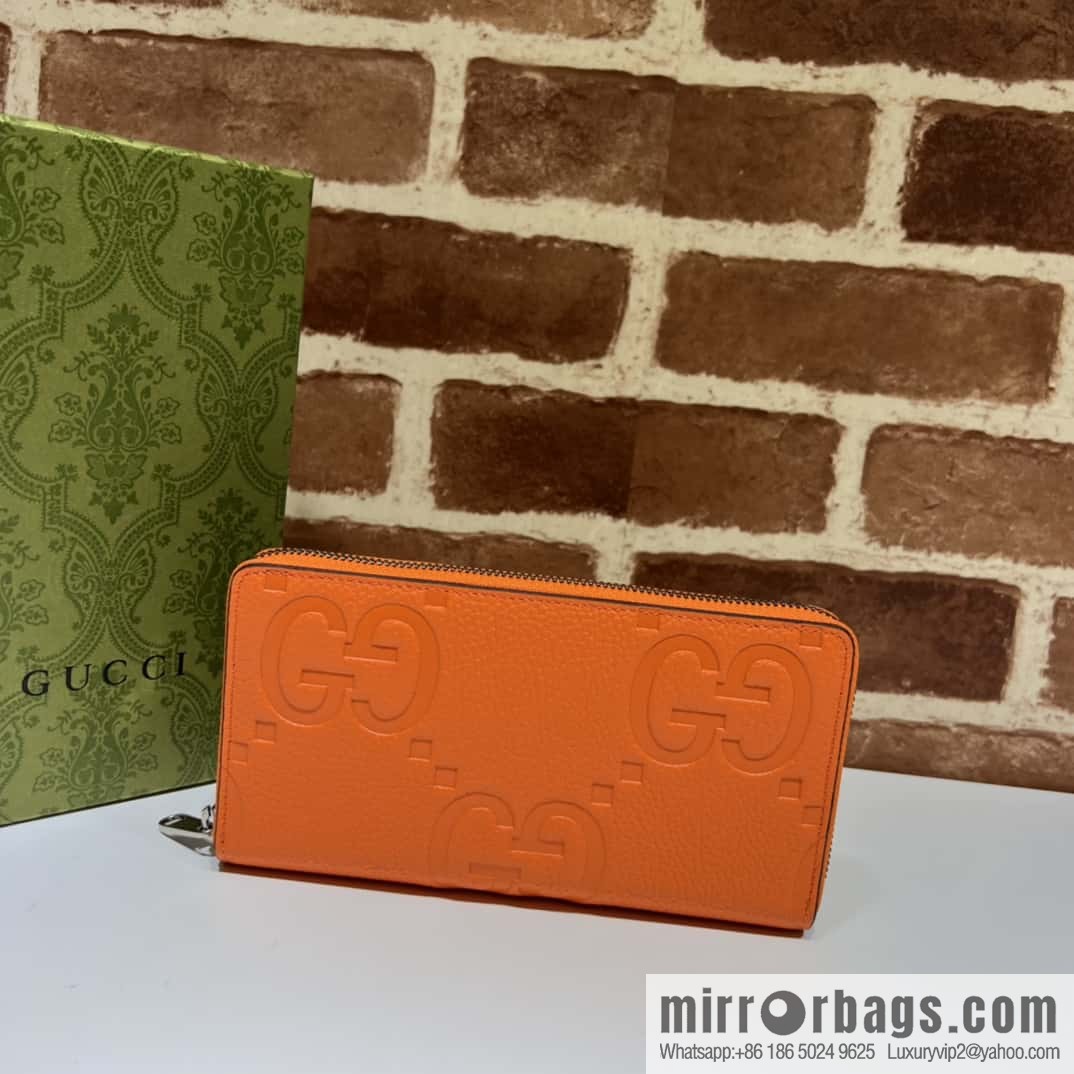 GUCCI super double G full zipper wallet 739484 big G orange pressure