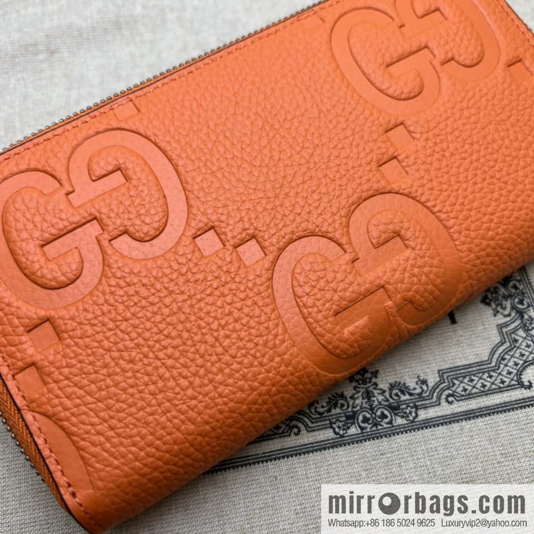 GUCCI super double G full zipper wallet 739484 big G orange pressure