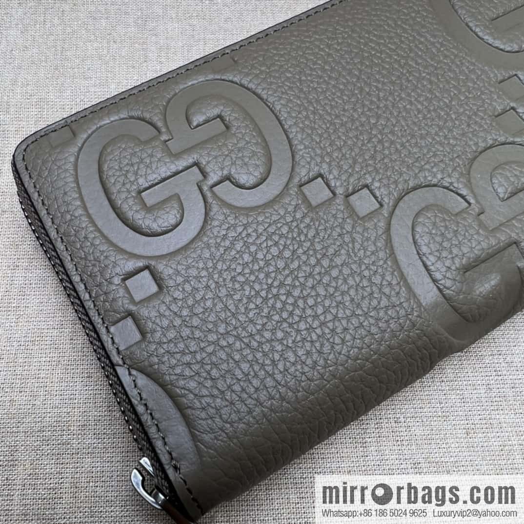 GUCCI super double G full zipper wallet 739484 large G gray pressure