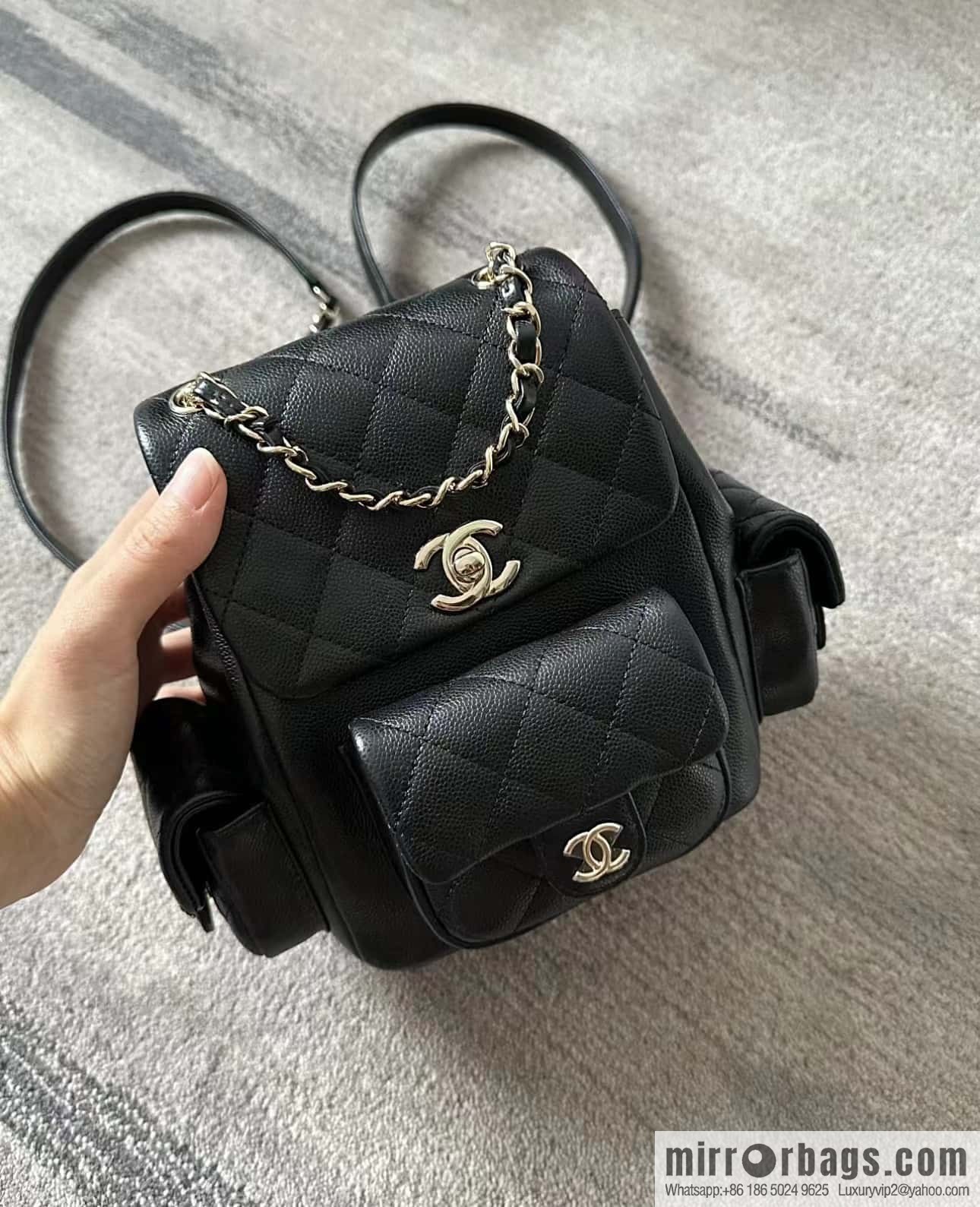 CHANEL 23K autumn and winter series duma tank double backpack AS4399 black