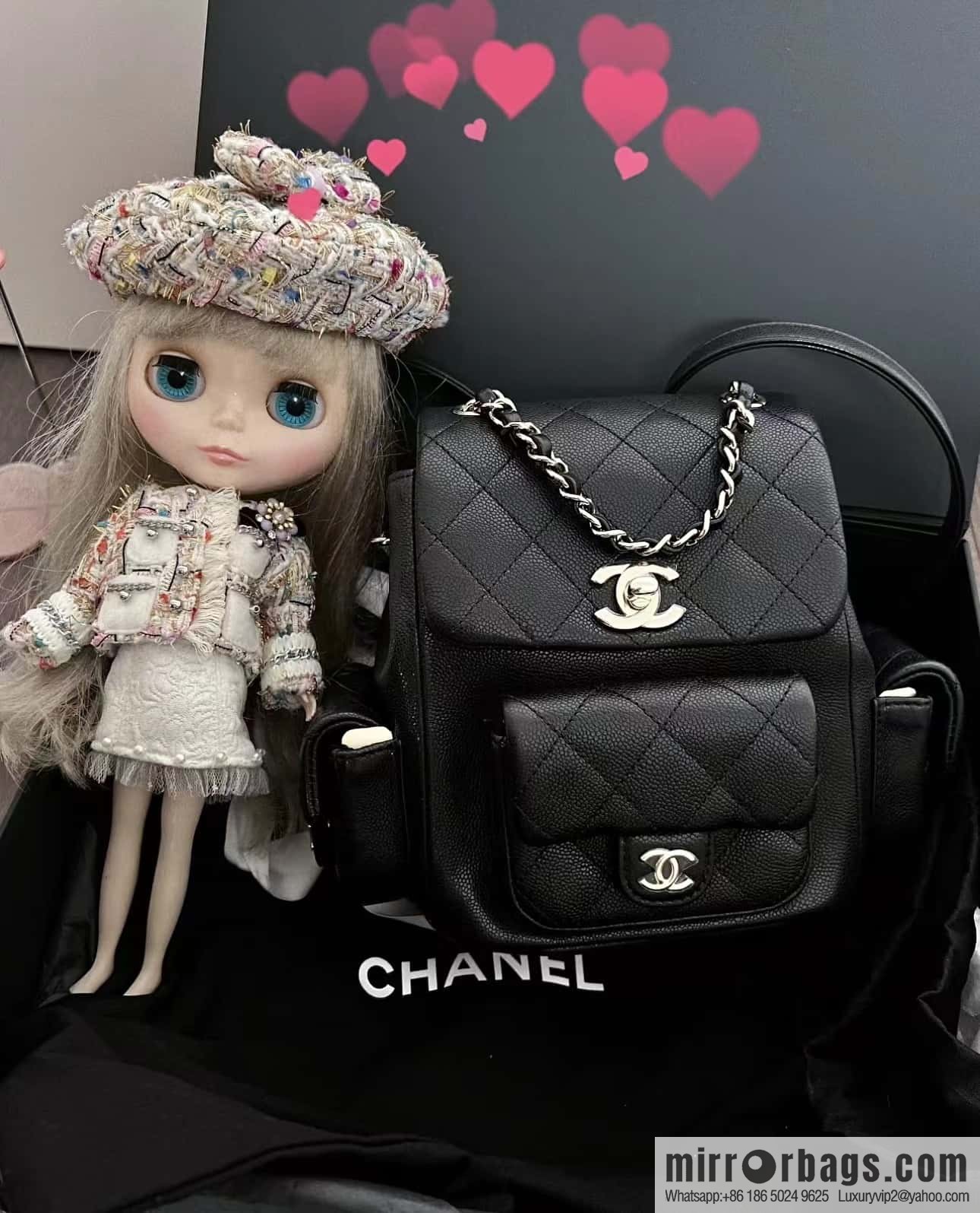CHANEL 23K autumn and winter series duma tank double backpack AS4399 black