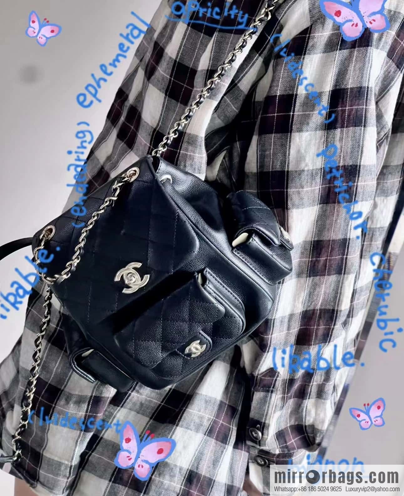 CHANEL 23K autumn and winter series duma tank double backpack AS4399 black