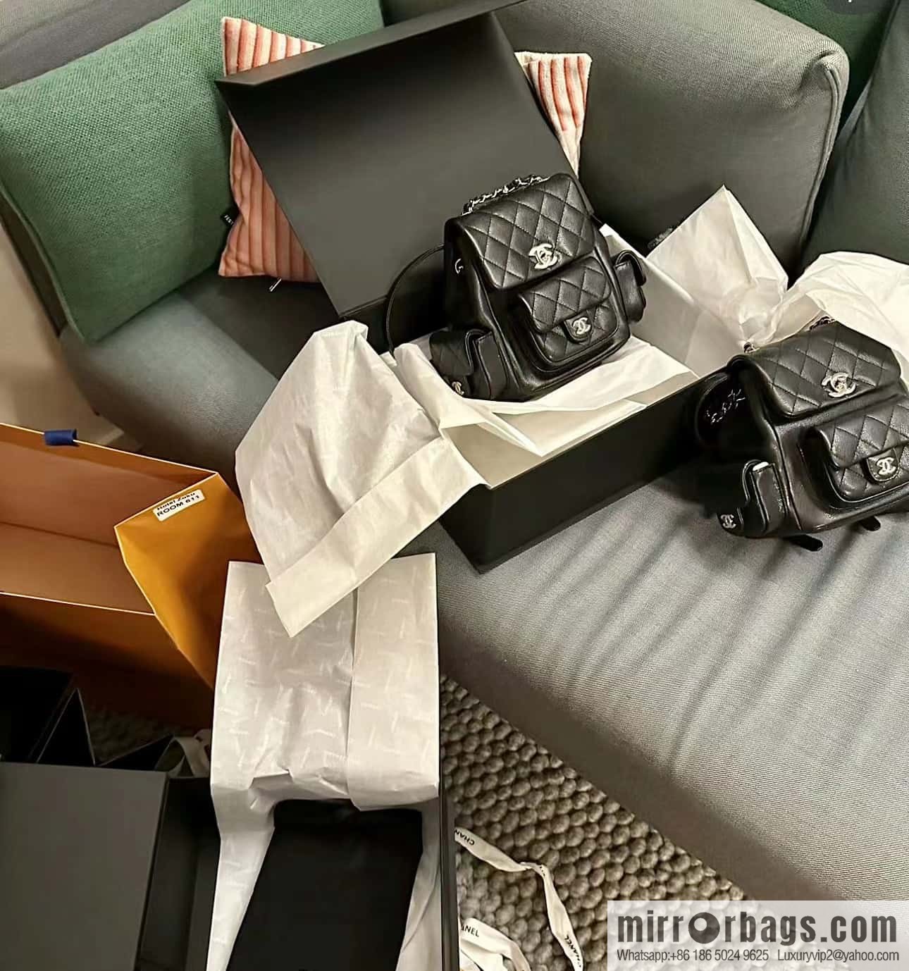 CHANEL 23K autumn and winter series duma tank double backpack AS4399 black
