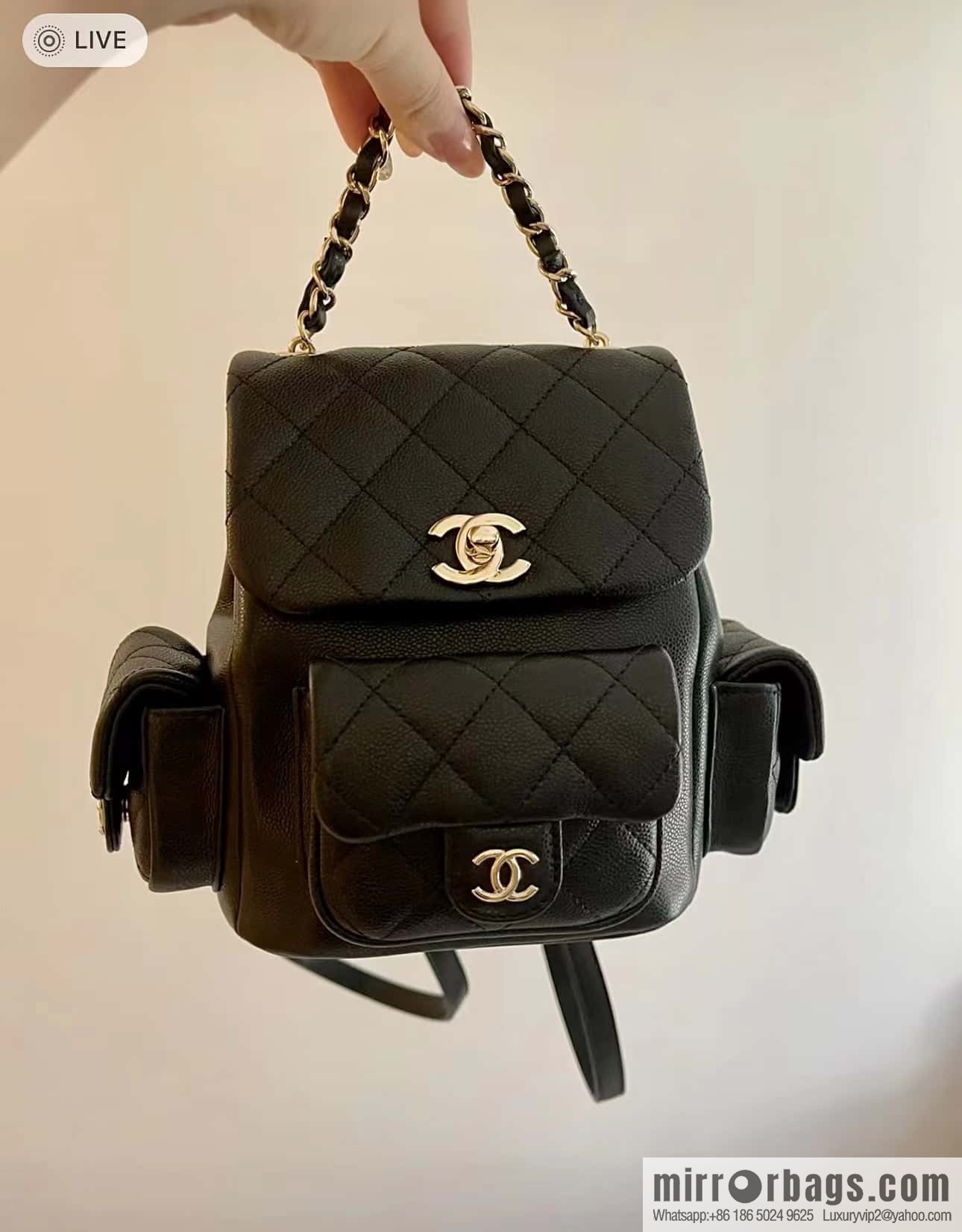 CHANEL 23K autumn and winter series duma tank double backpack AS4399 black