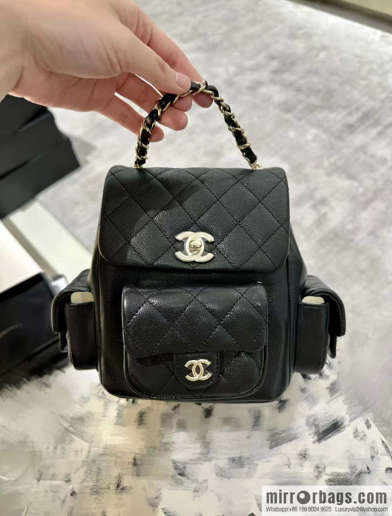 CHANEL 23K autumn and winter series duma tank double backpack AS4399 black