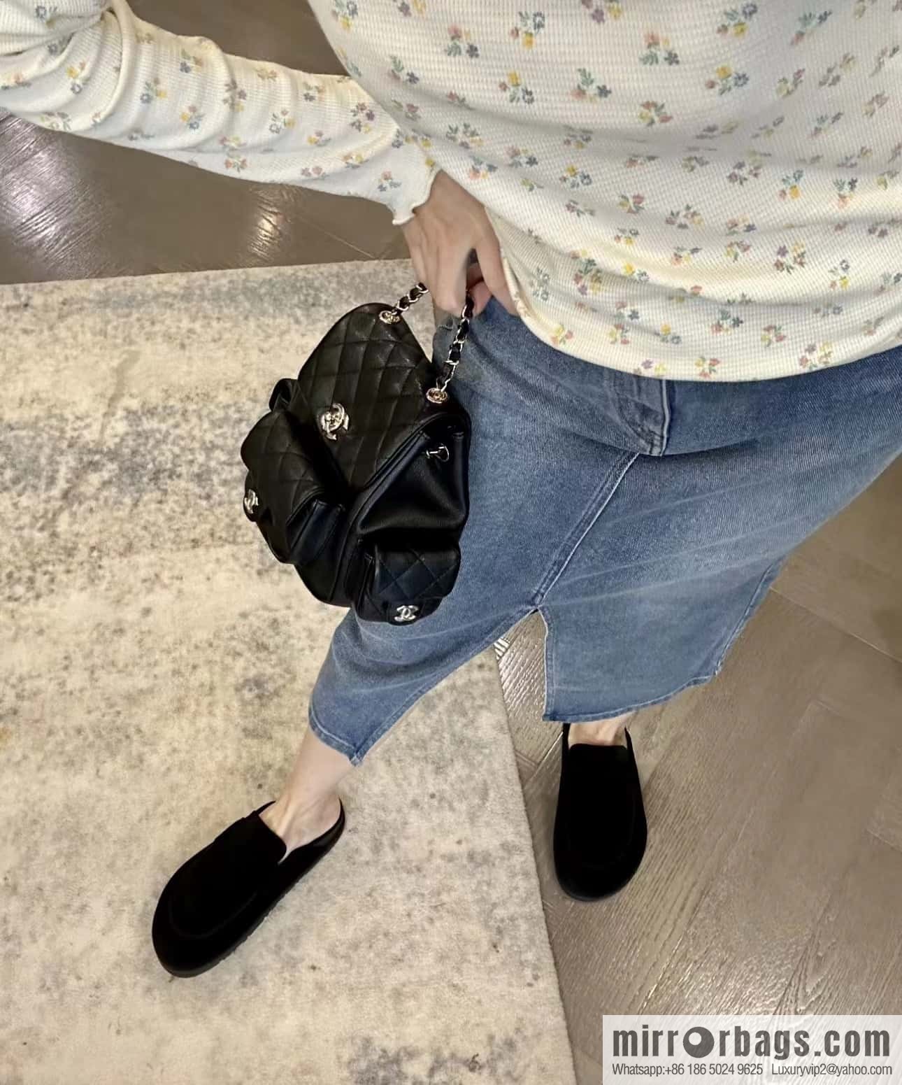 CHANEL 23K autumn and winter series duma tank double backpack AS4399 black