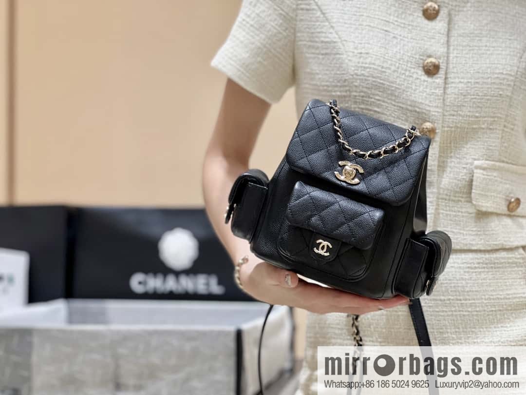 CHANEL 23K autumn and winter series duma tank double backpack AS4399 black