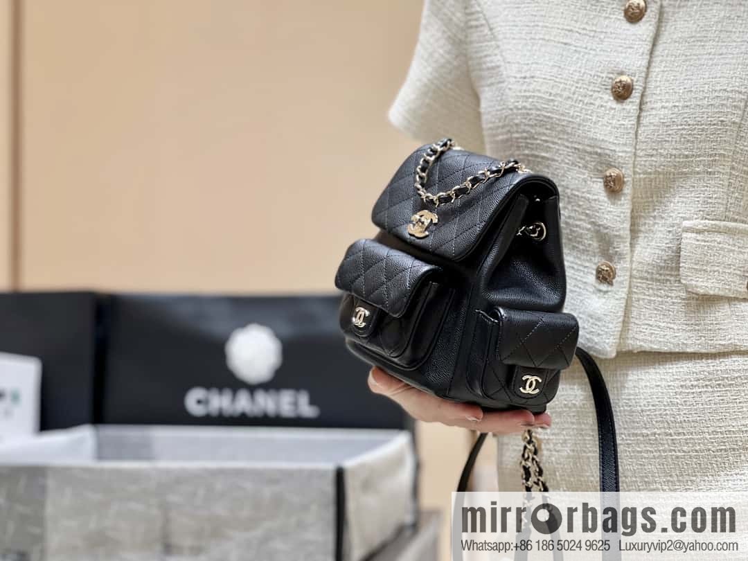 CHANEL 23K autumn and winter series duma tank double backpack AS4399 black