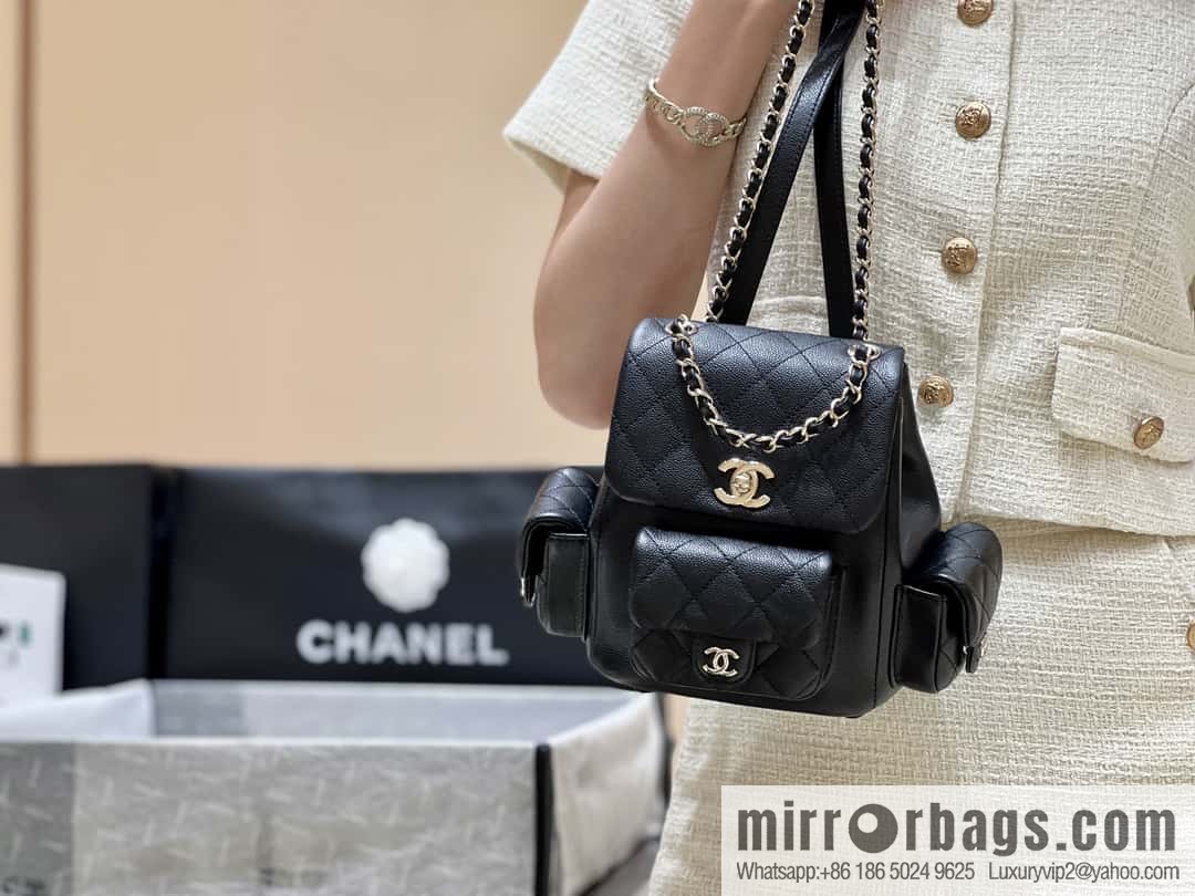 CHANEL 23K autumn and winter series duma tank double backpack AS4399 black