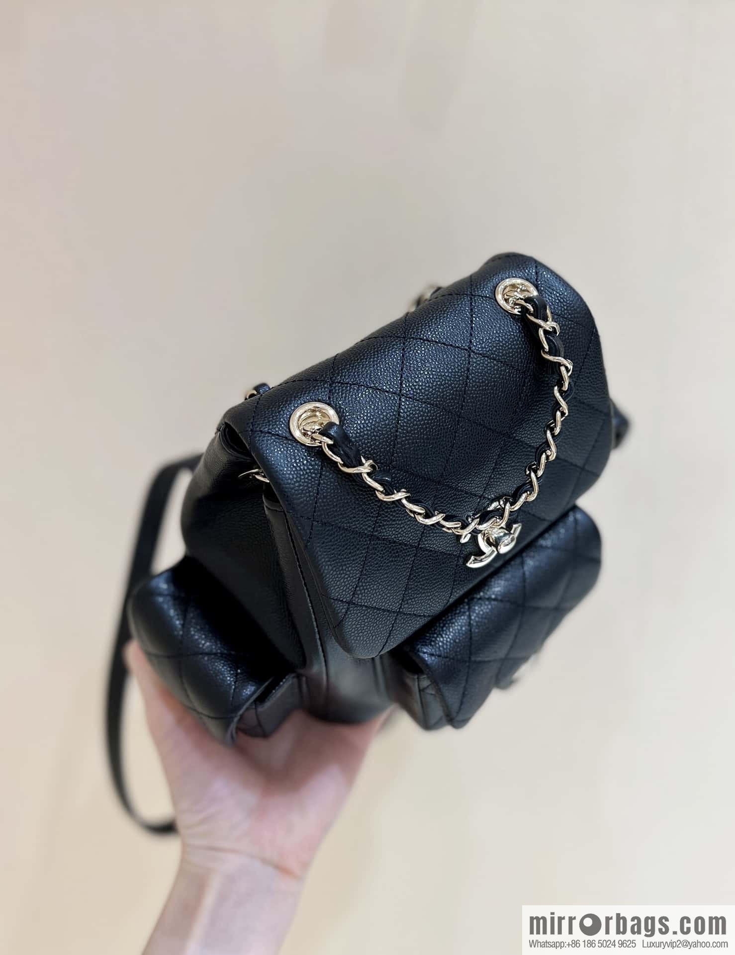 CHANEL 23K autumn and winter series duma tank double backpack AS4399 black