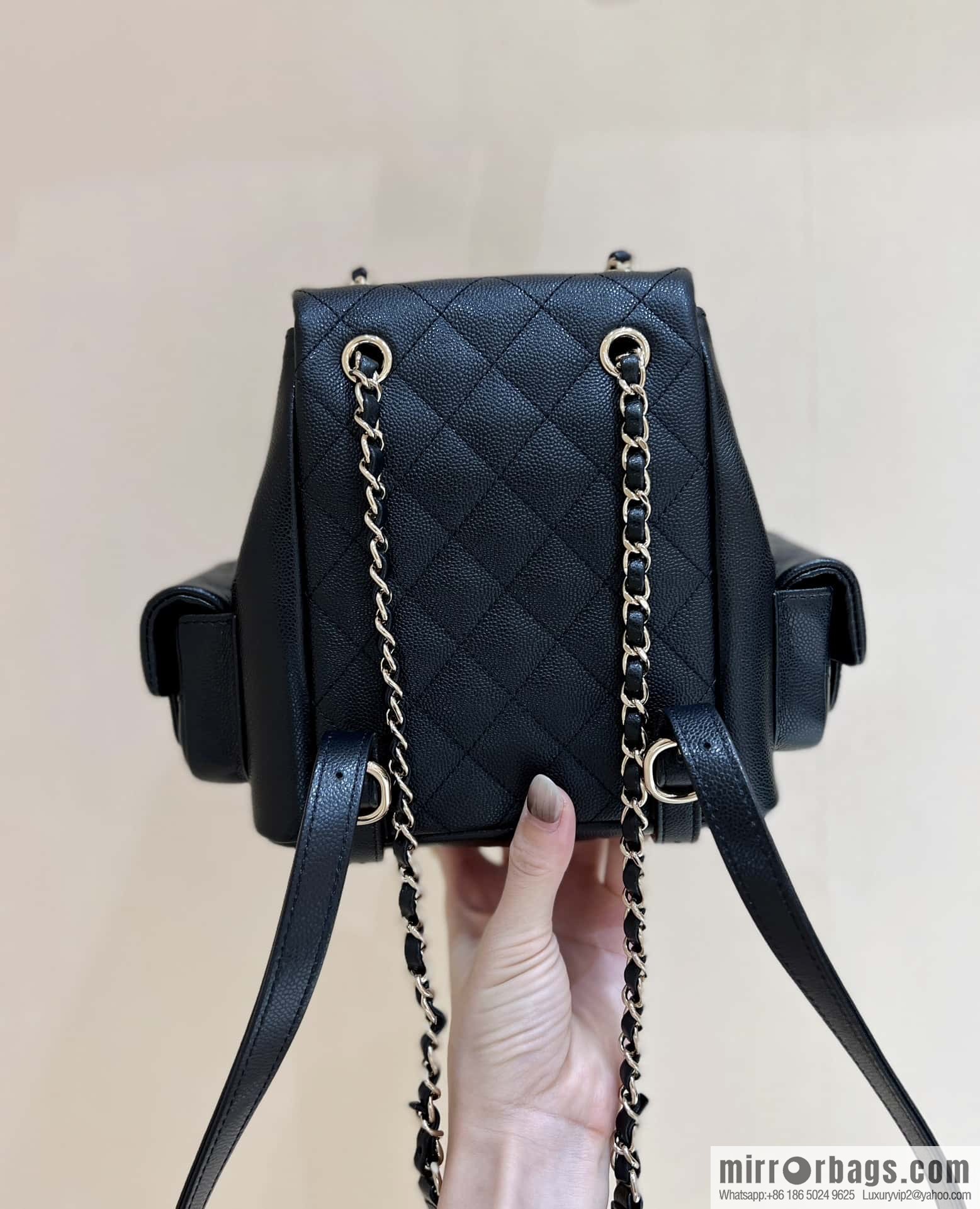 CHANEL 23K autumn and winter series duma tank double backpack AS4399 black
