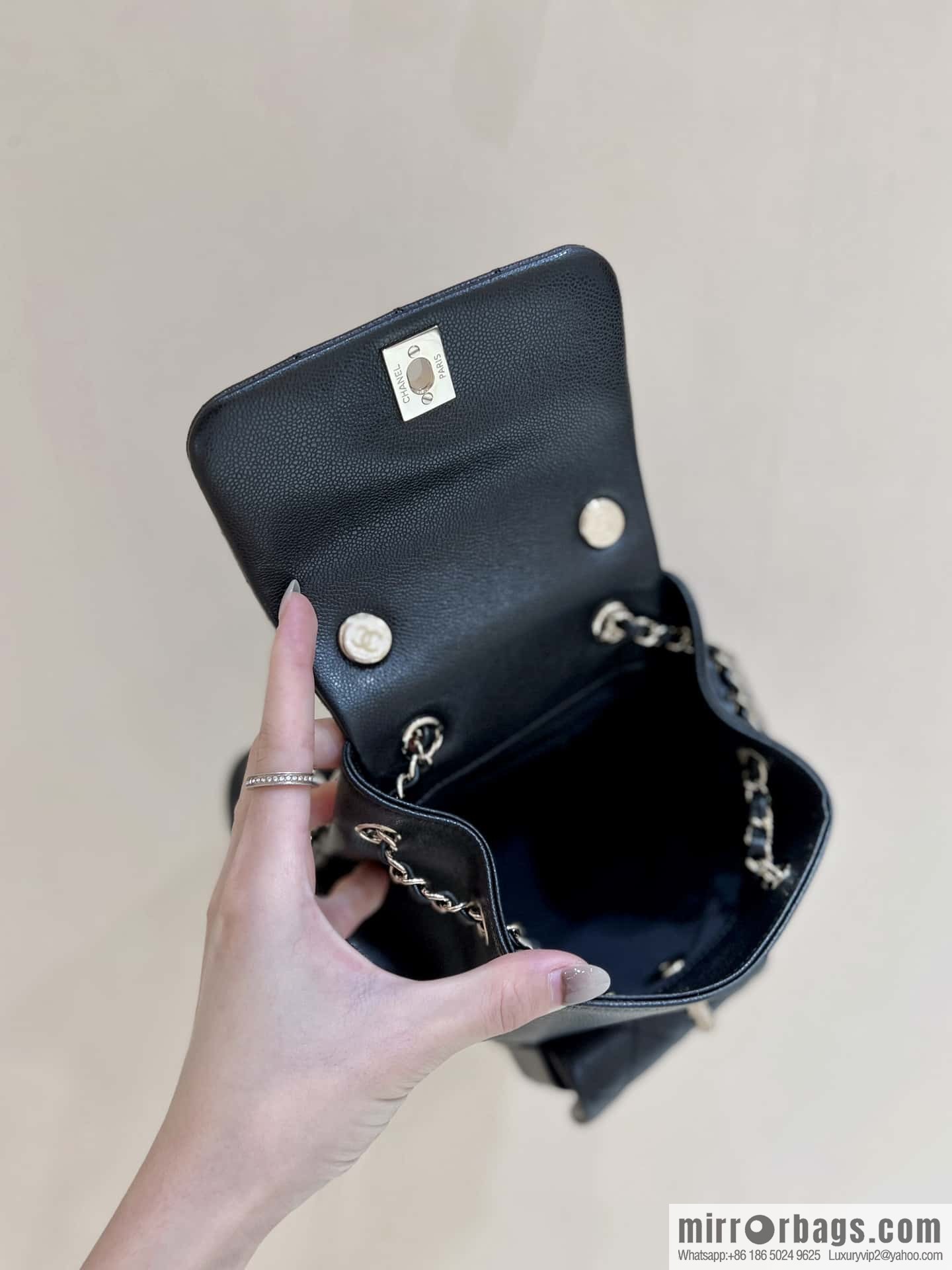 CHANEL 23K autumn and winter series duma tank double backpack AS4399 black