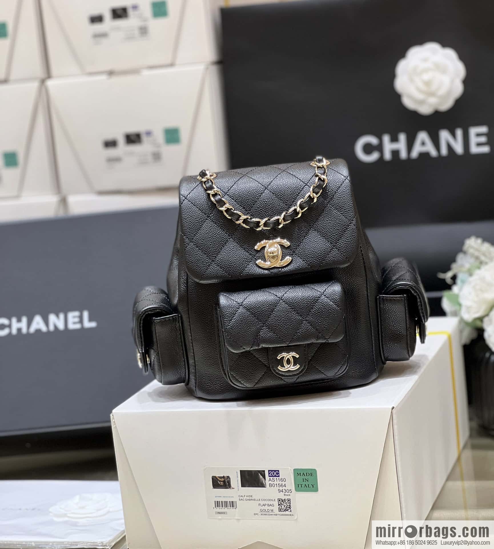 CHANEL 23K autumn and winter series duma tank double backpack AS4399 black