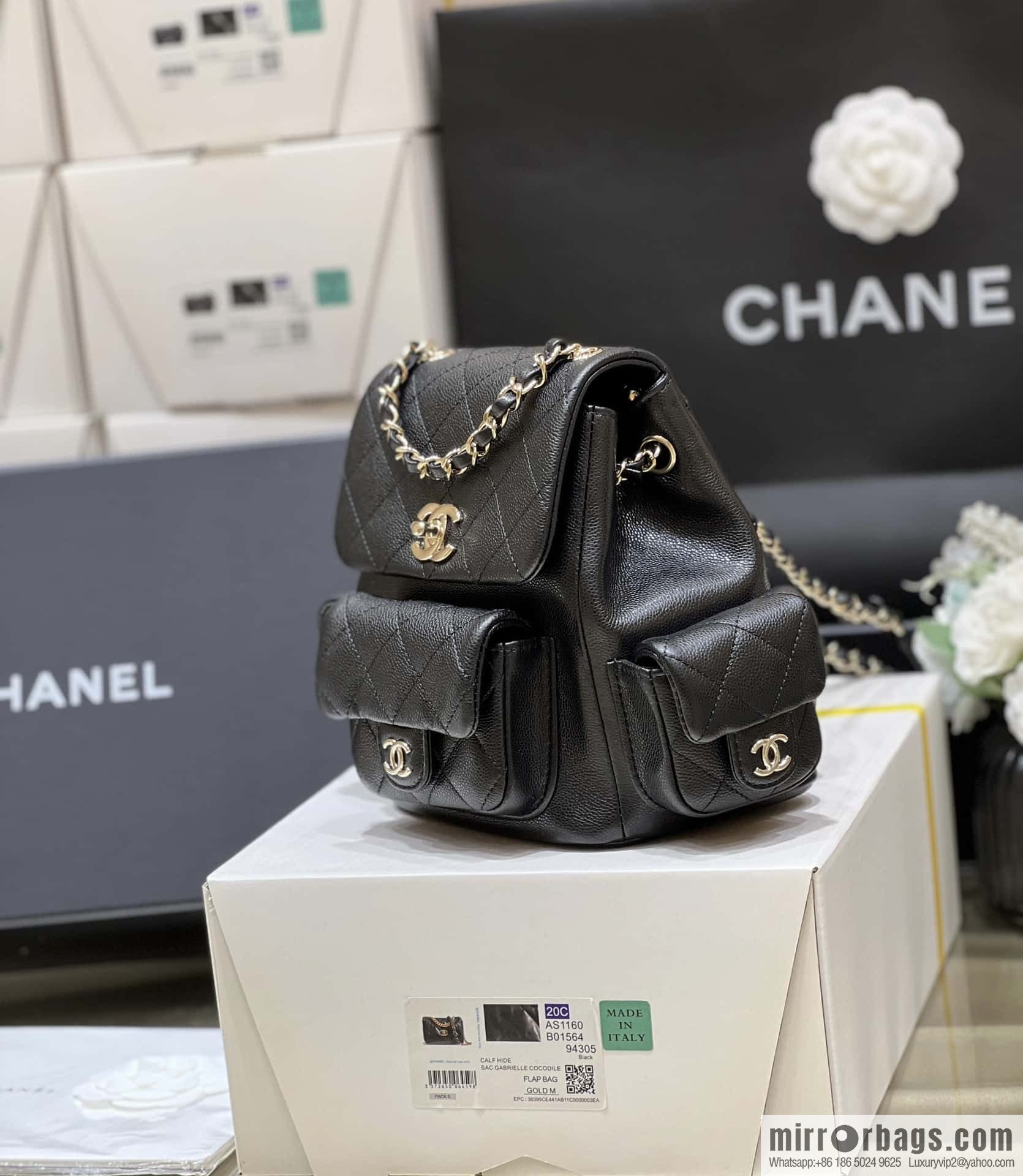 CHANEL 23K autumn and winter series duma tank double backpack AS4399 black