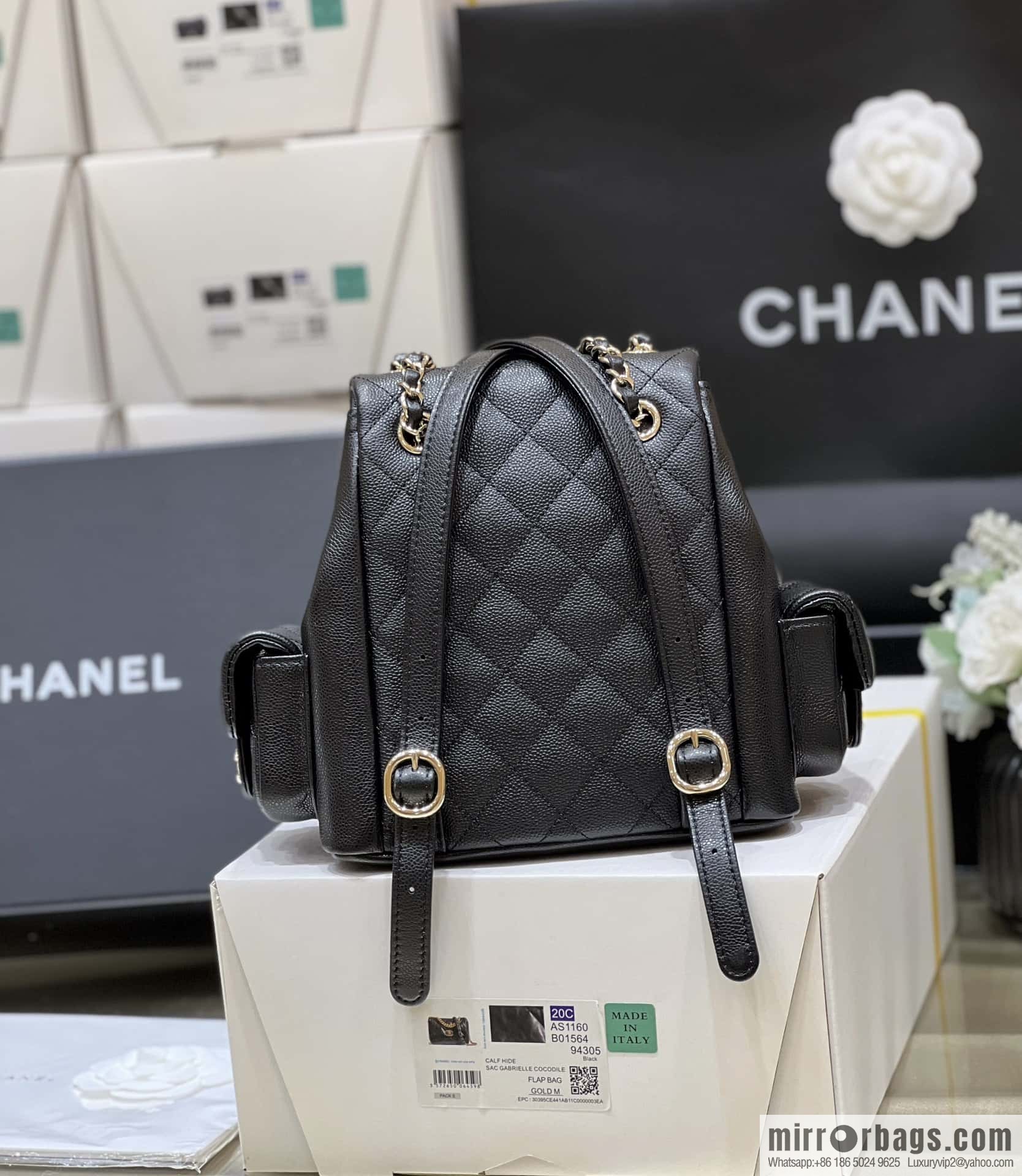 CHANEL 23K autumn and winter series duma tank double backpack AS4399 black