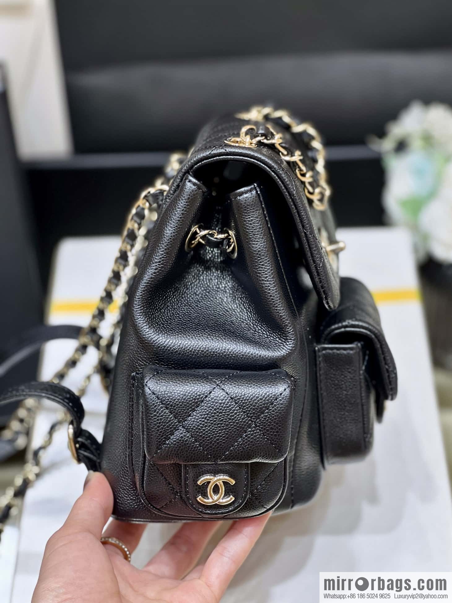 CHANEL 23K autumn and winter series duma tank double backpack AS4399 black