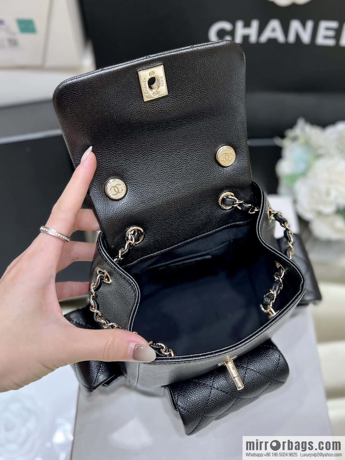 CHANEL 23K autumn and winter series duma tank double backpack AS4399 black