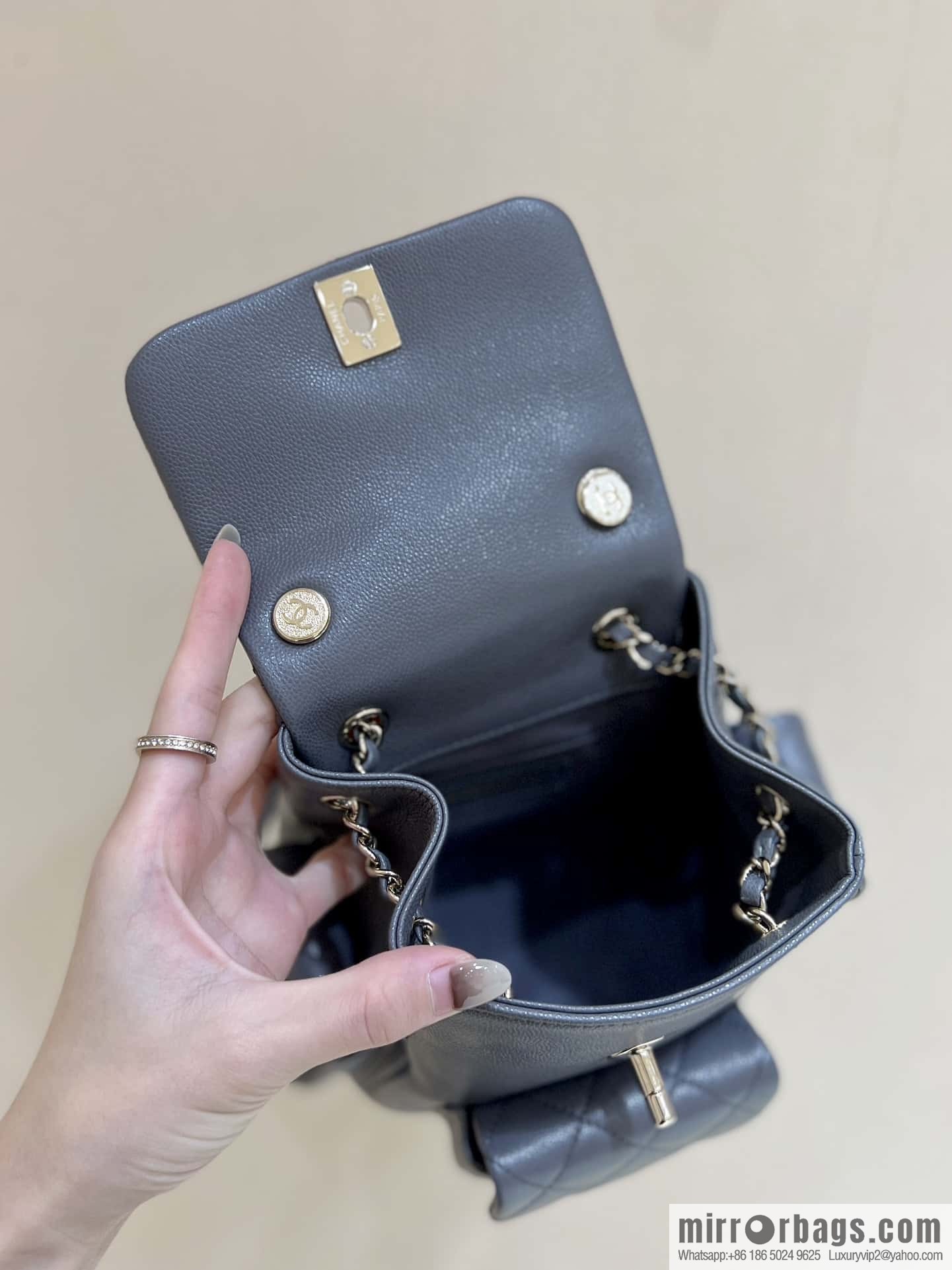 CHANEL 23K autumn and winter series duma tank double backpack AS4399 gray