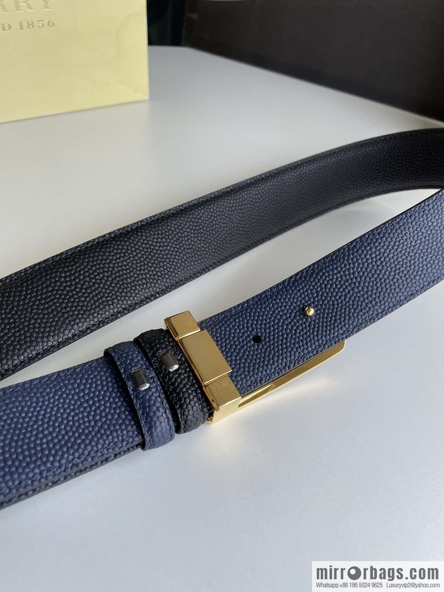 BURBERRY Burberry, resin craft logo warhorse metal buckle 3.5cm men's cowhide belt