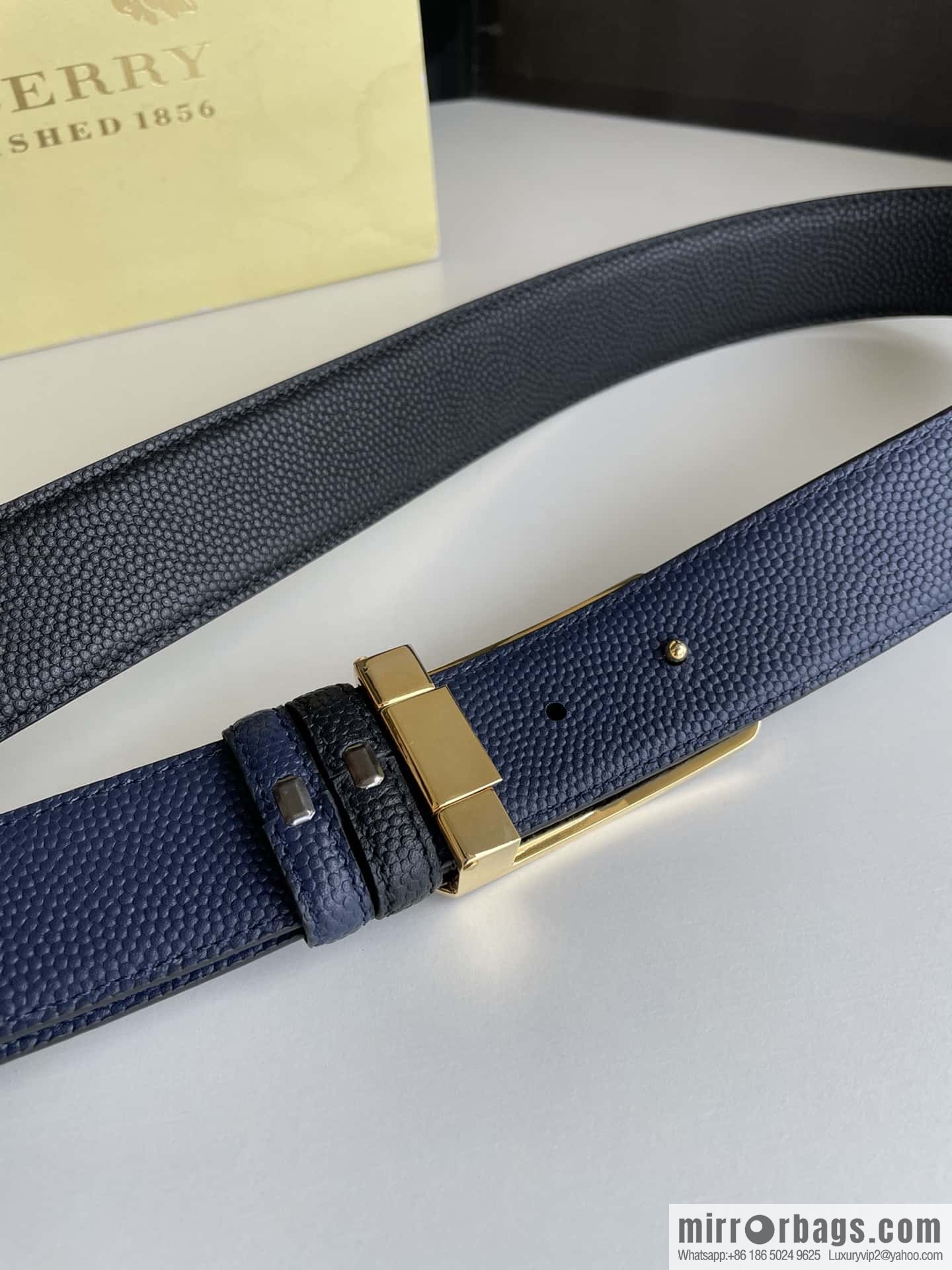 BURBERRY Burberry, resin craft logo warhorse metal buckle 3.5cm men's cowhide belt