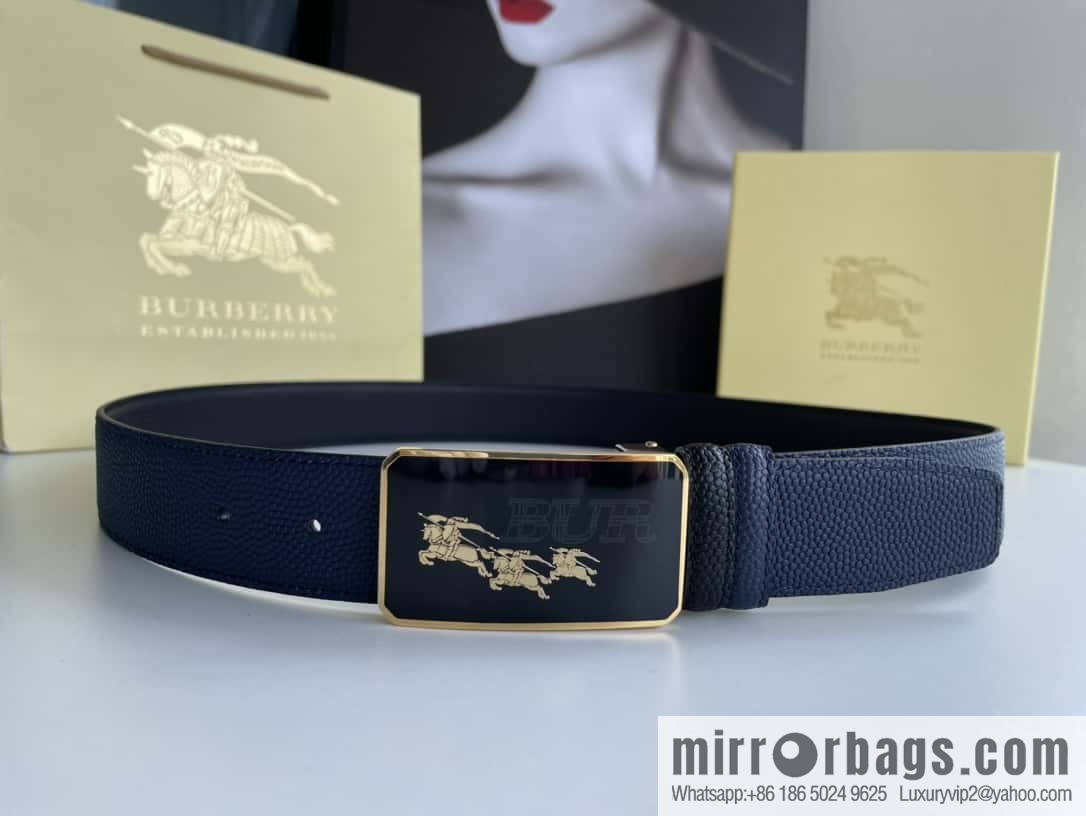 BURBERRY Burberry, resin craft logo warhorse metal buckle 3.5cm men's cowhide belt