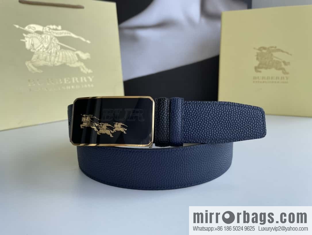 BURBERRY Burberry, resin craft logo warhorse metal buckle 3.5cm men's cowhide belt