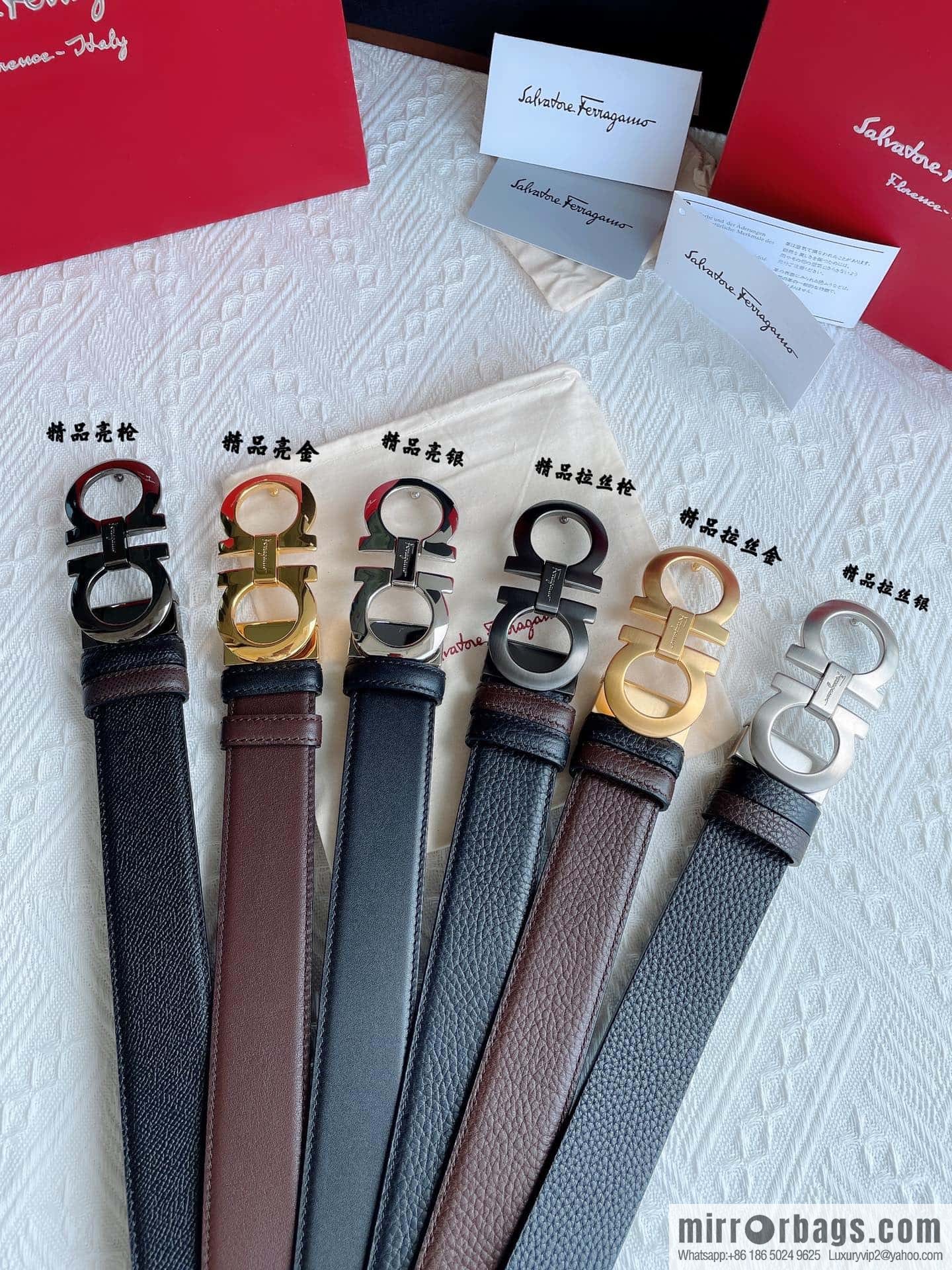 Ferragam Ferragamo, exquisite inverted 8-character hanging buckle hair, hair belt 3.5cm