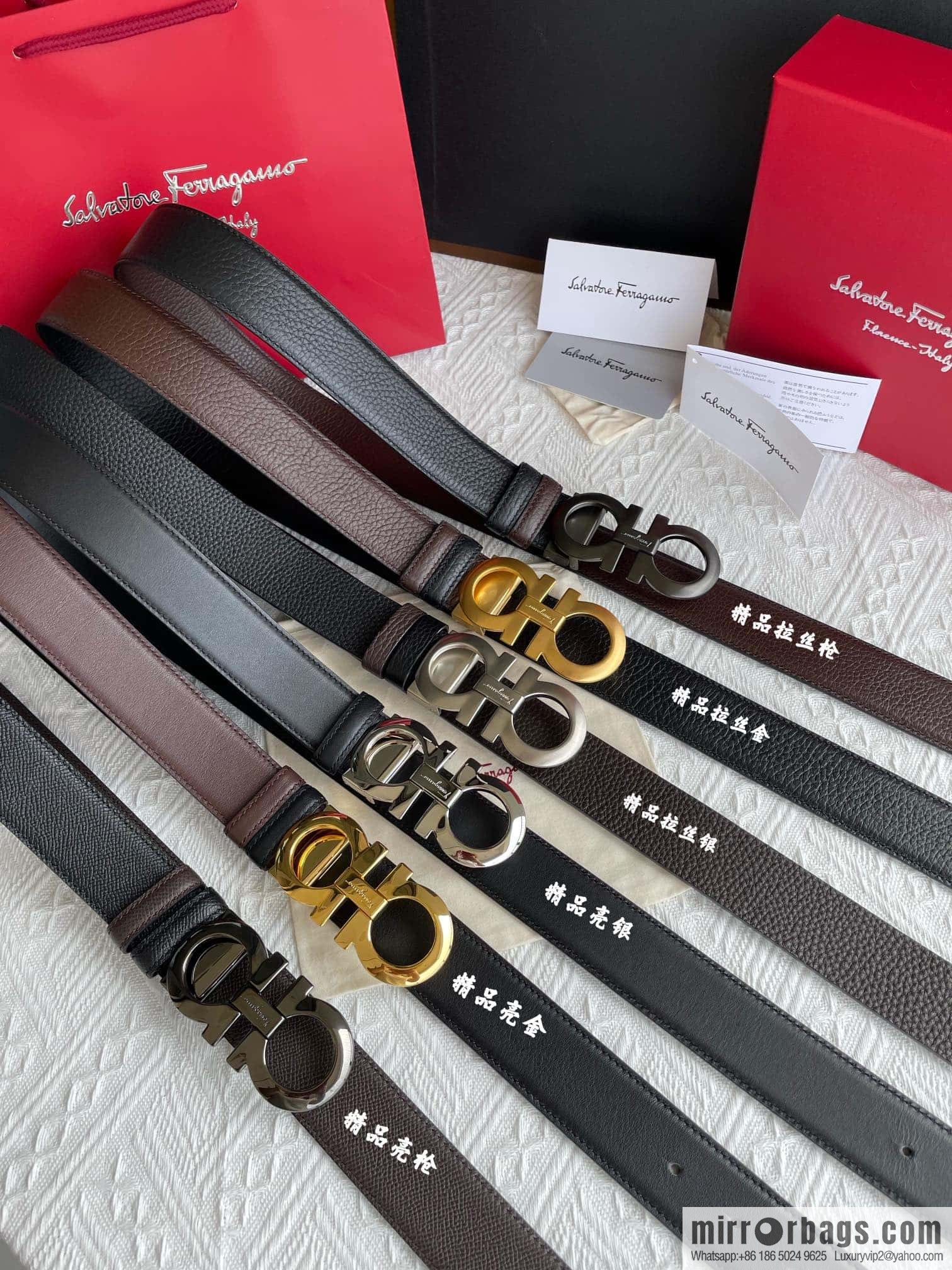 Ferragam Ferragamo, exquisite inverted 8-character hanging buckle hair, hair belt 3.5cm