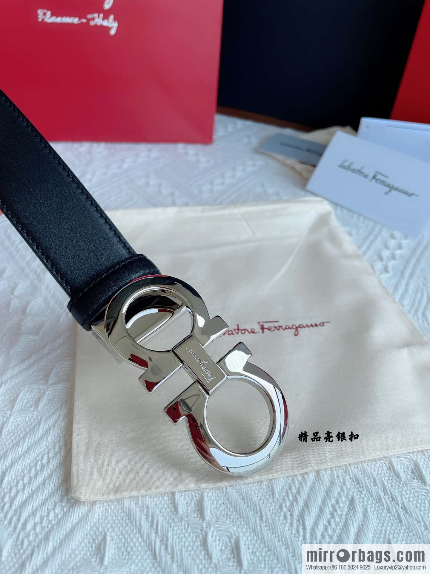 Ferragam Ferragamo, exquisite inverted 8-character hanging buckle hair, hair belt 3.5cm