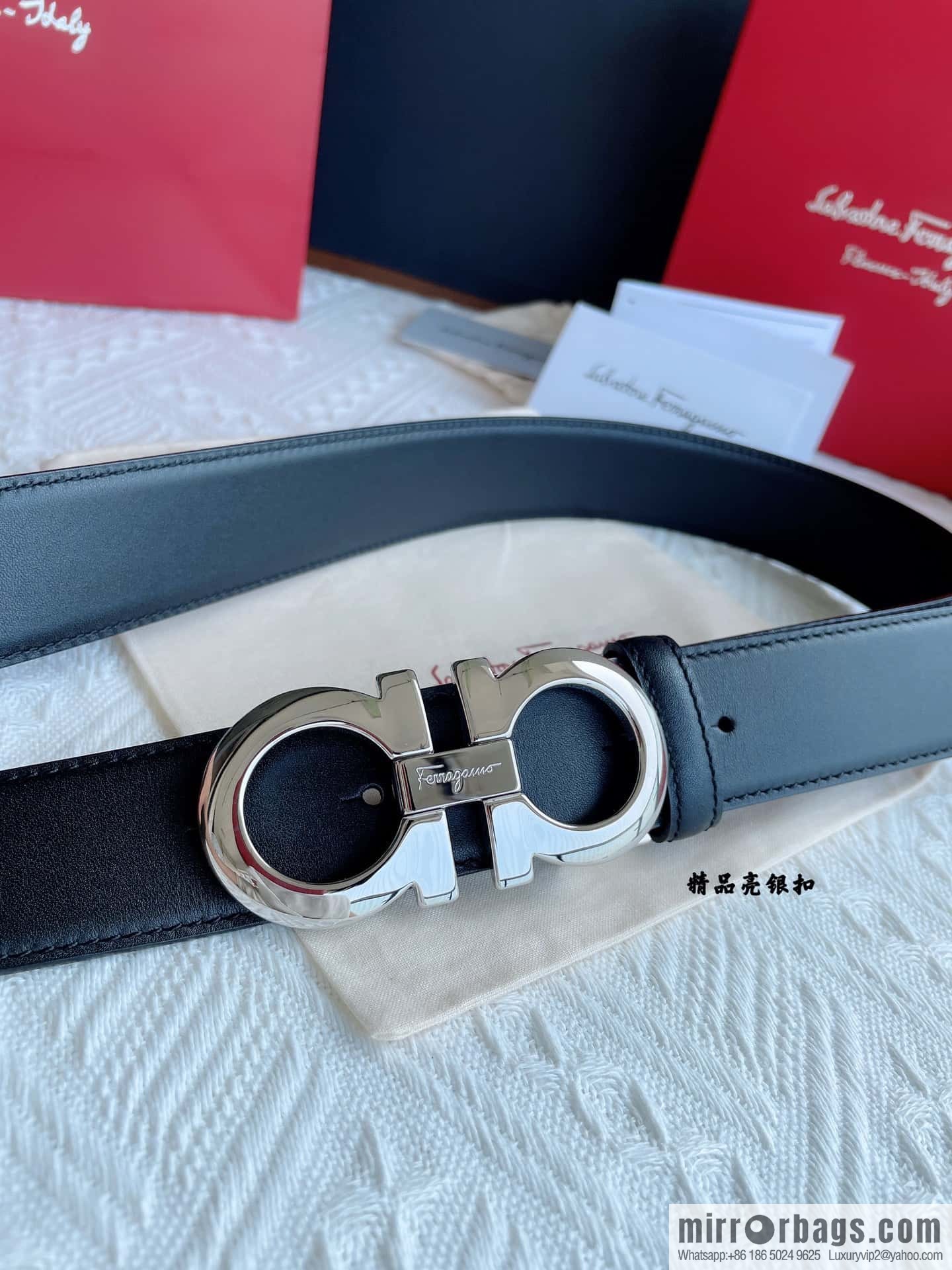 Ferragam Ferragamo, exquisite inverted 8-character hanging buckle hair, hair belt 3.5cm
