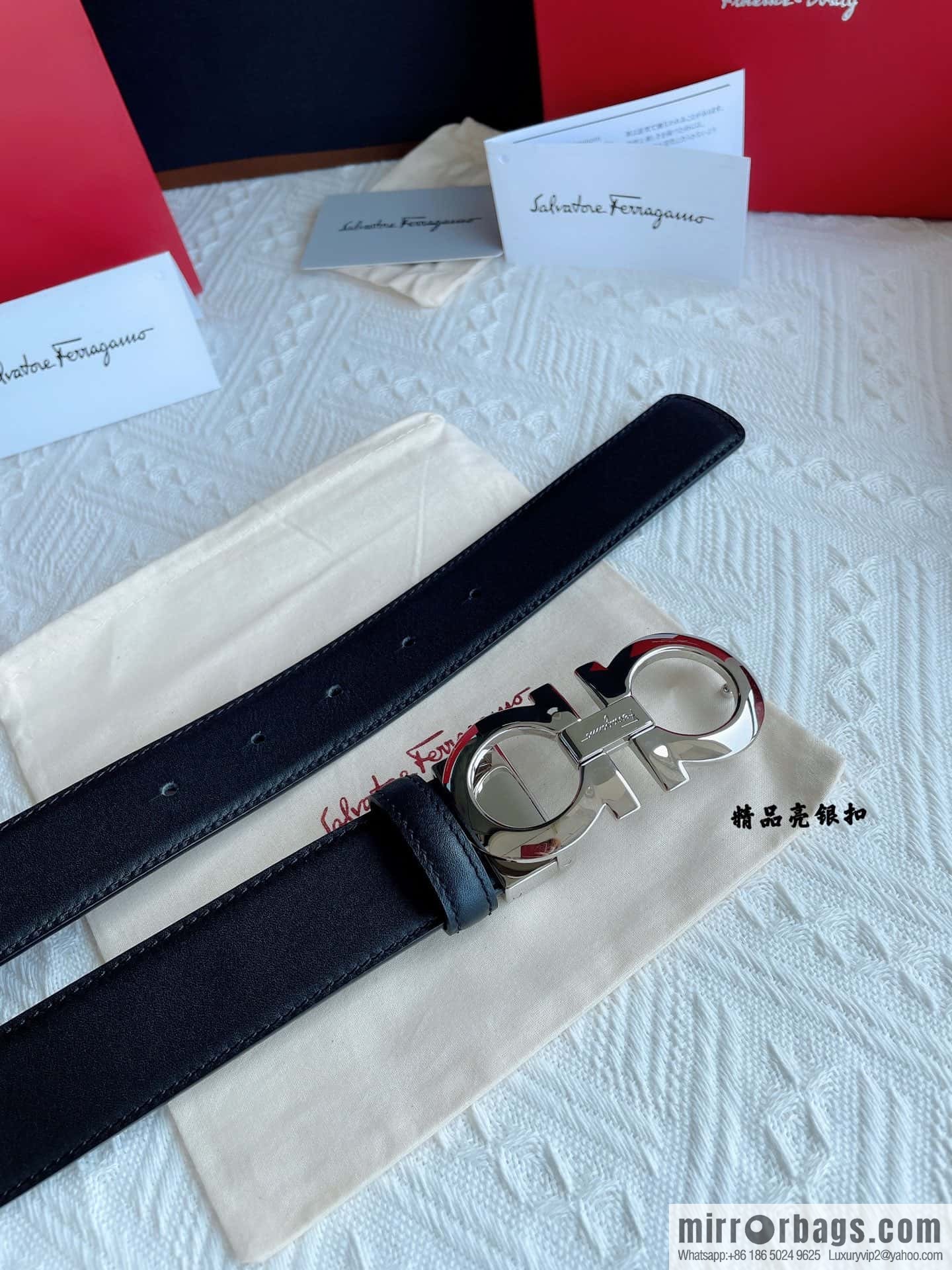Ferragam Ferragamo, exquisite inverted 8-character hanging buckle hair, hair belt 3.5cm
