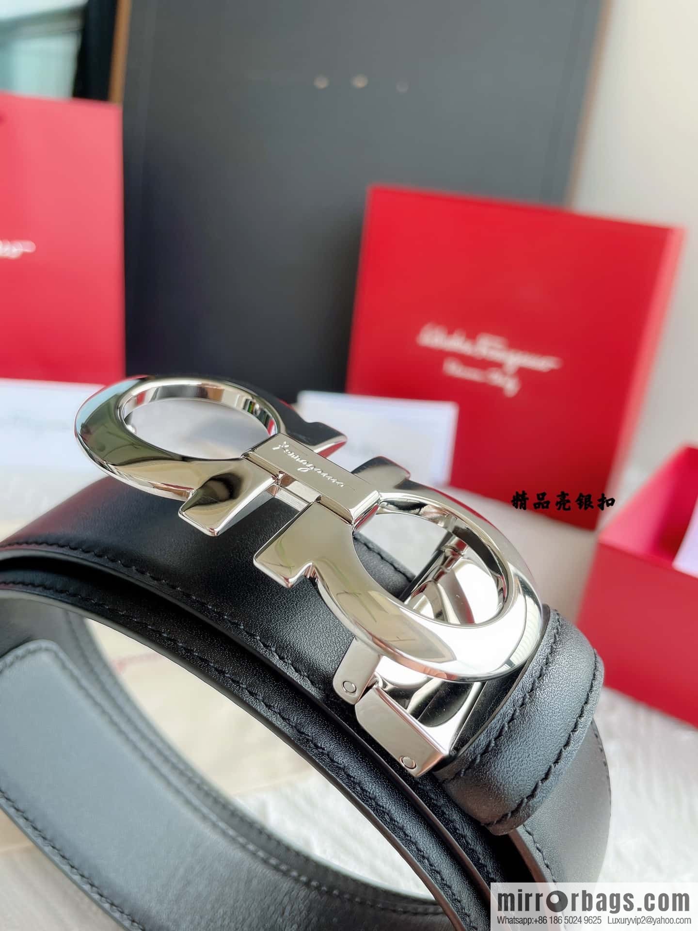 Ferragam Ferragamo, exquisite inverted 8-character hanging buckle hair, hair belt 3.5cm