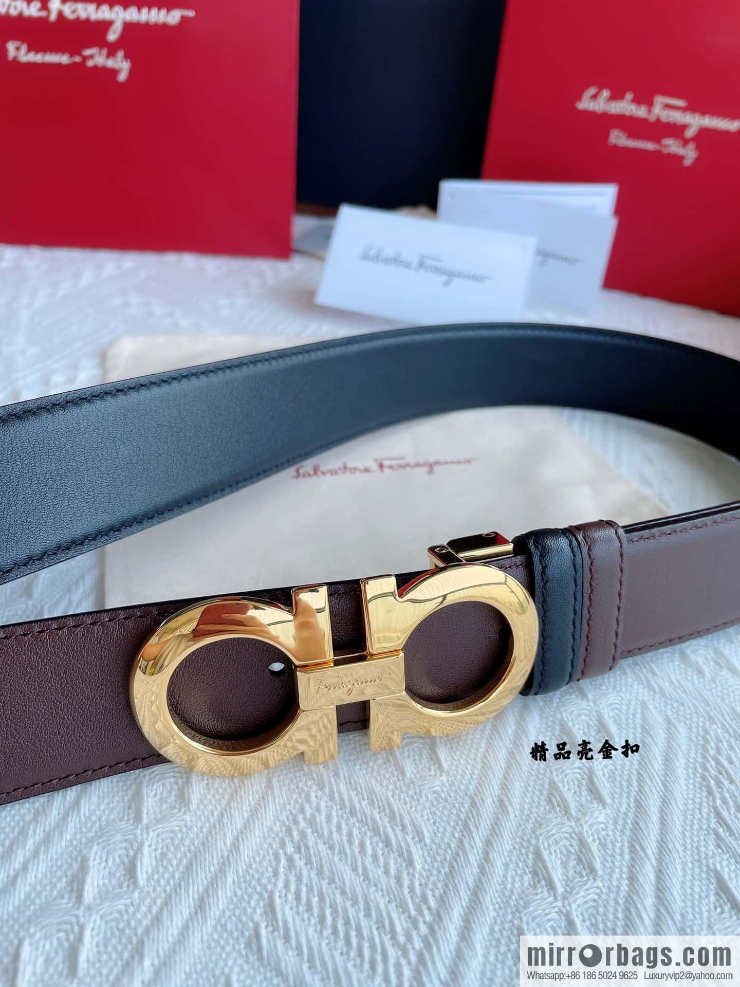 Ferragam Ferragamo, exquisite inverted 8-character hanging buckle hair, hair belt 3.5cm