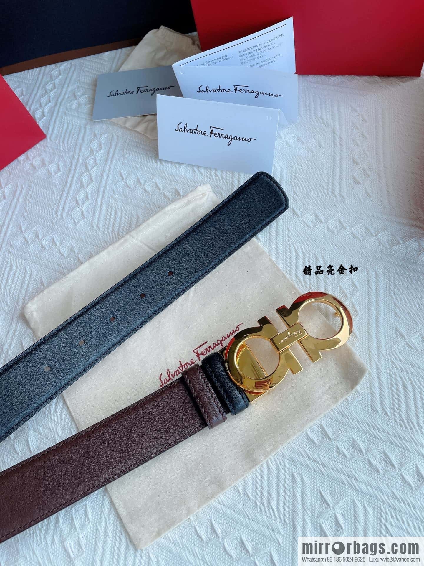 Ferragam Ferragamo, exquisite inverted 8-character hanging buckle hair, hair belt 3.5cm