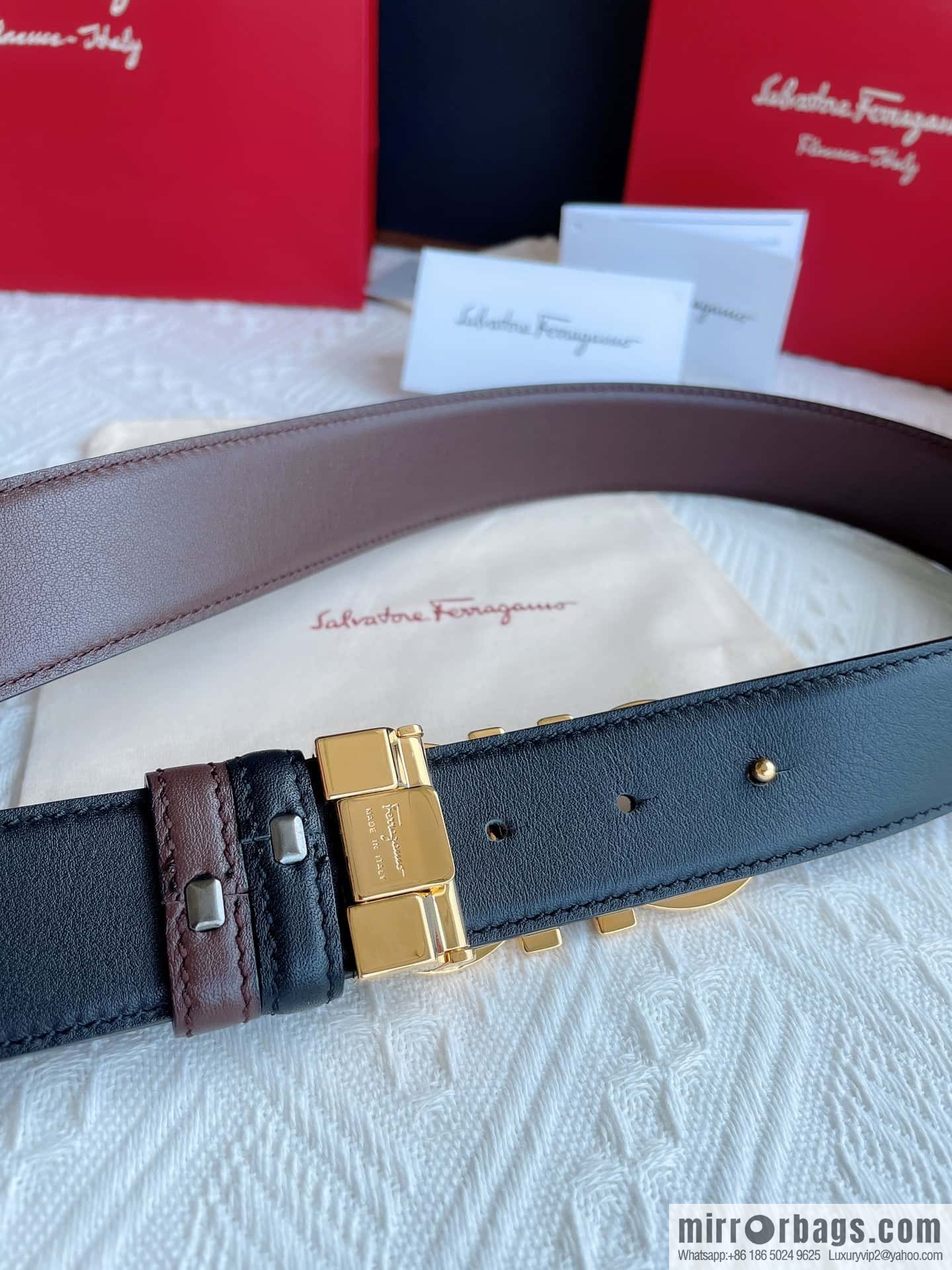 Ferragam Ferragamo, exquisite inverted 8-character hanging buckle hair, hair belt 3.5cm