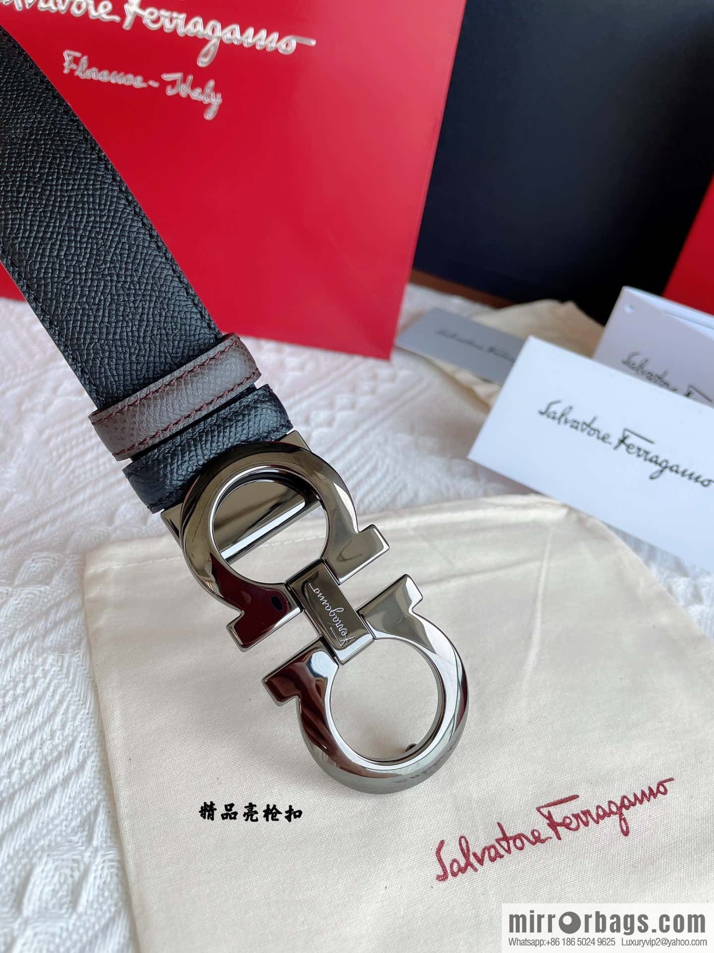 Ferragam Ferragamo, exquisite inverted 8-character hanging buckle hair, hair belt 3.5cm