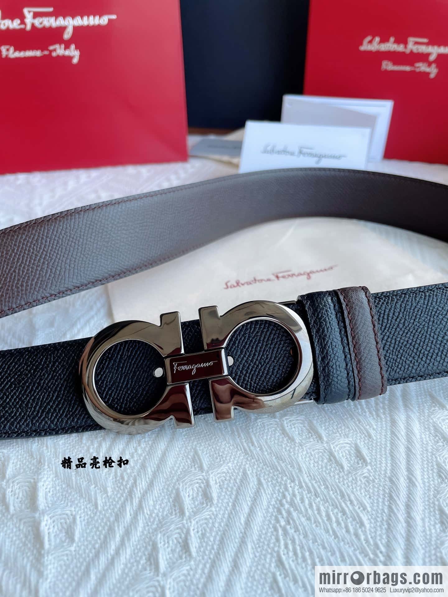 Ferragam Ferragamo, exquisite inverted 8-character hanging buckle hair, hair belt 3.5cm