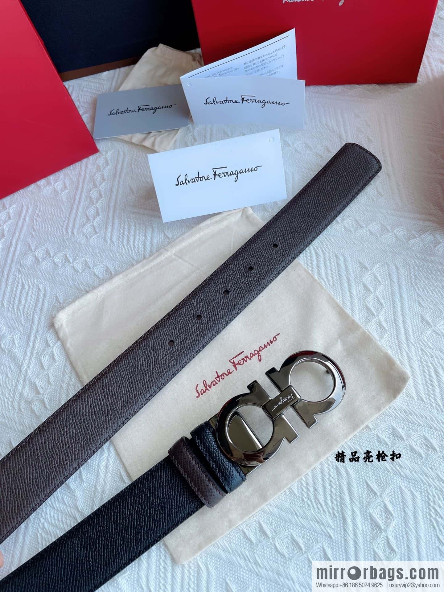 Ferragam Ferragamo, exquisite inverted 8-character hanging buckle hair, hair belt 3.5cm