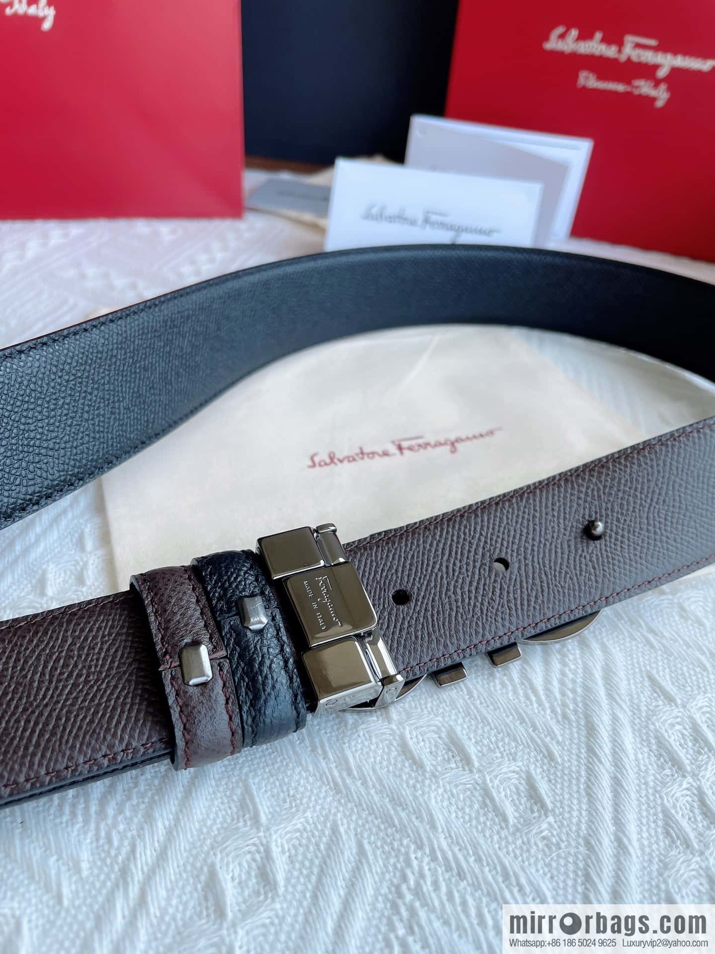 Ferragam Ferragamo, exquisite inverted 8-character hanging buckle hair, hair belt 3.5cm