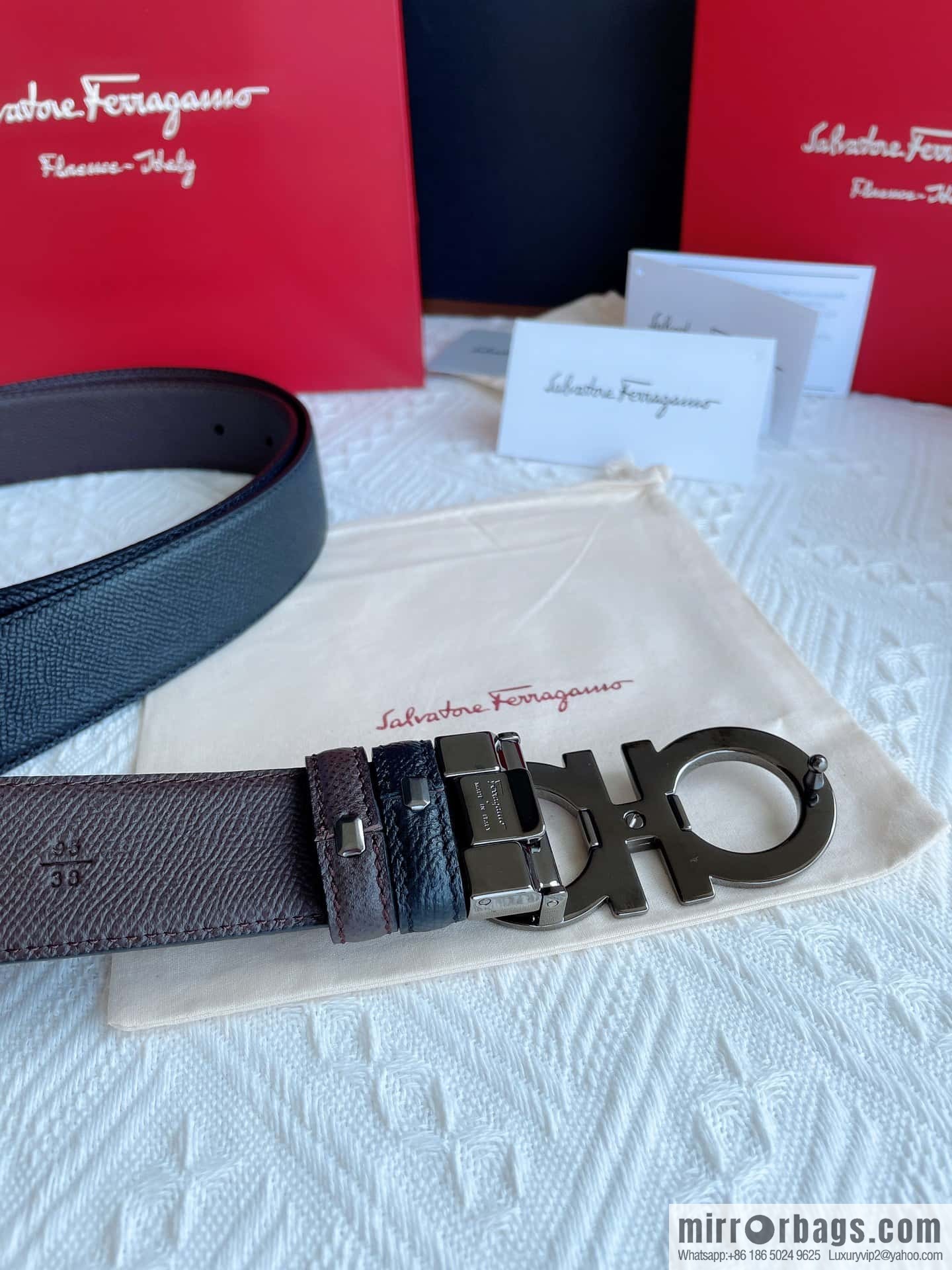 Ferragam Ferragamo, exquisite inverted 8-character hanging buckle hair, hair belt 3.5cm