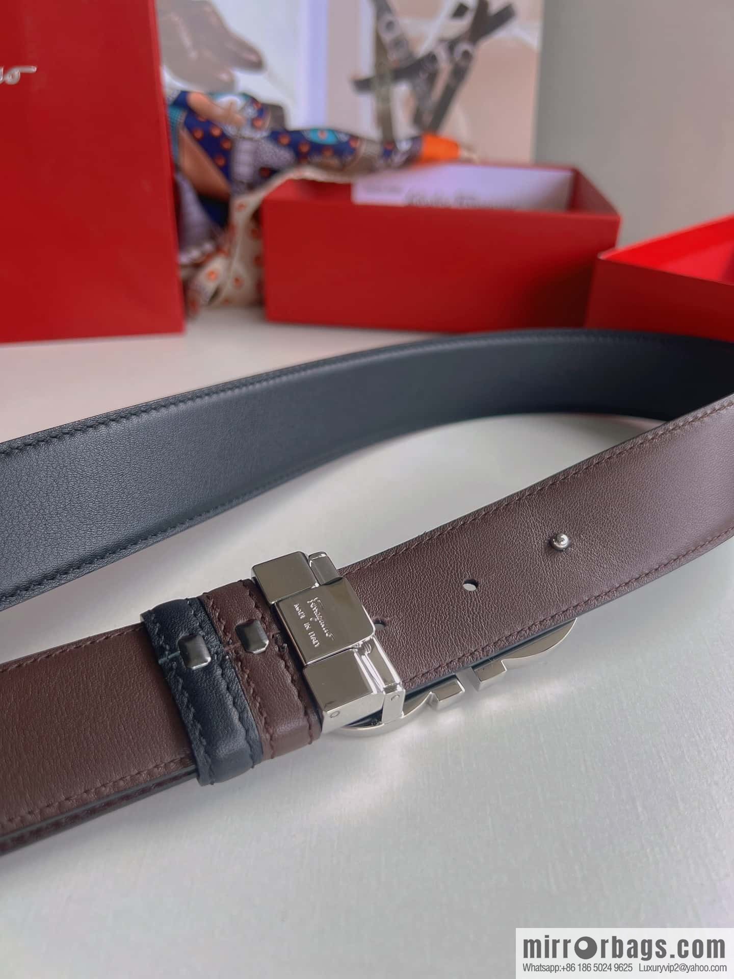 Ferragam Ferragamo, exquisite inverted 8-character hanging buckle hair, hair belt 3.5cm